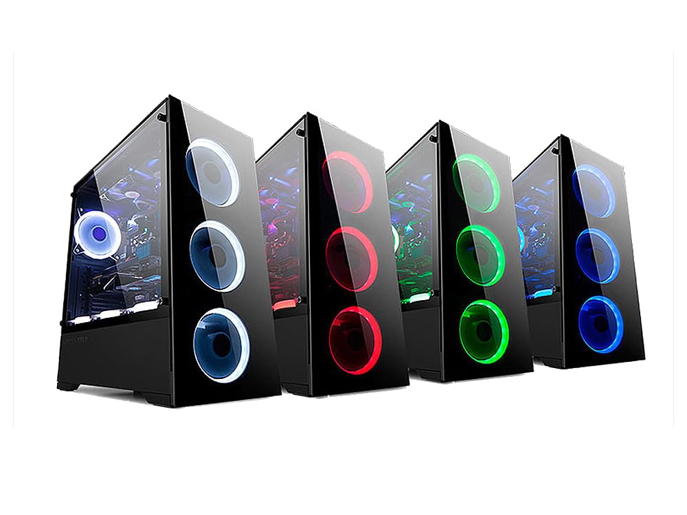 Bgears b-Voguish Gaming PC Case - ATX Mid Tower with Tempered Glass, USB 3.0 Ports, Supports E-ATX/ATX/mATX/ITX Motherboards (Fans Not Included) - Perfect for Gaming Rigs, Workstations & Custom PC Builds