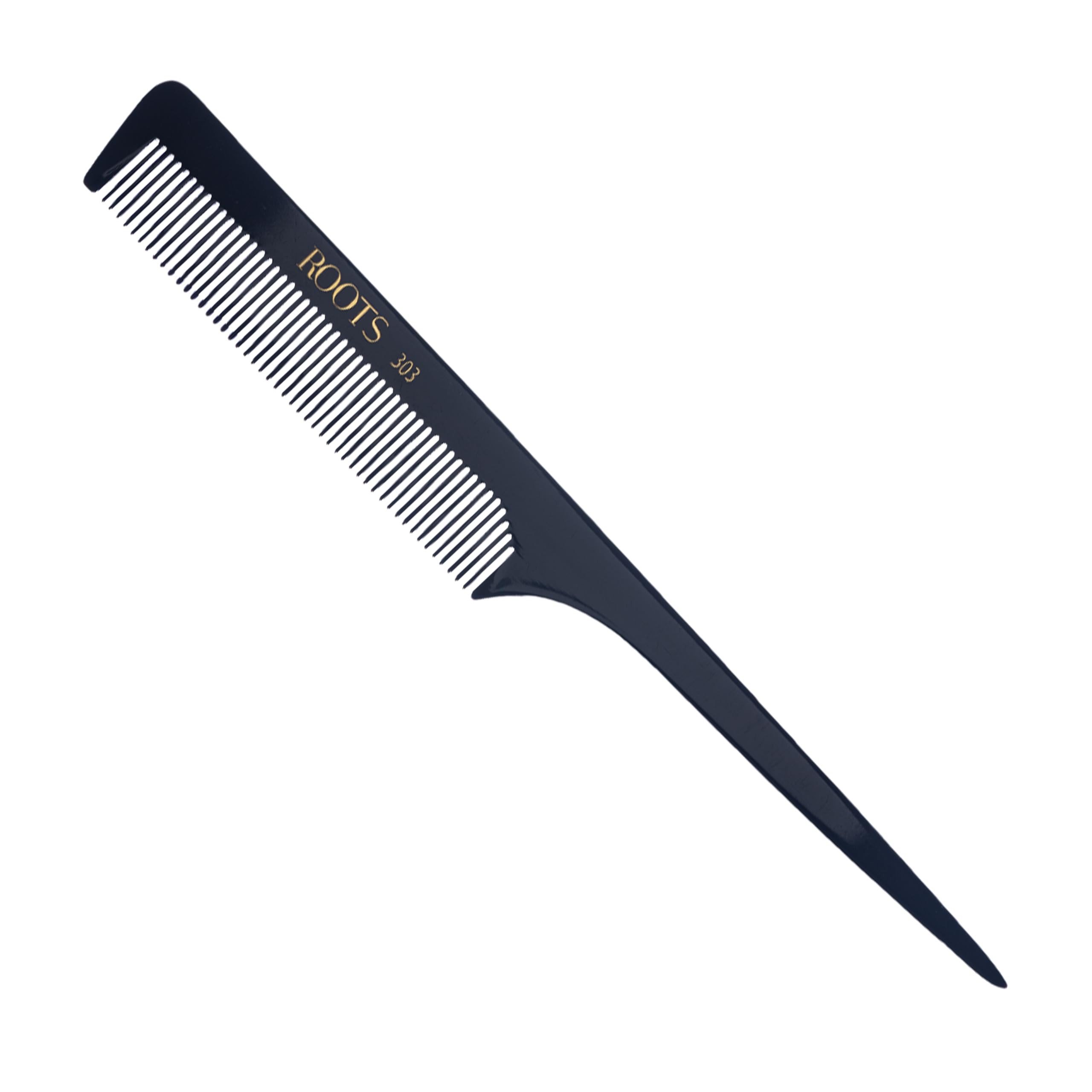 Roots Professional Black Tail Comb - Fine Teeth Rat Tail Comb for Styling & Detangling - Lightweight & Comfortable for Men & Women (Model 303) - Perfect for Salon, Home Use & Travel