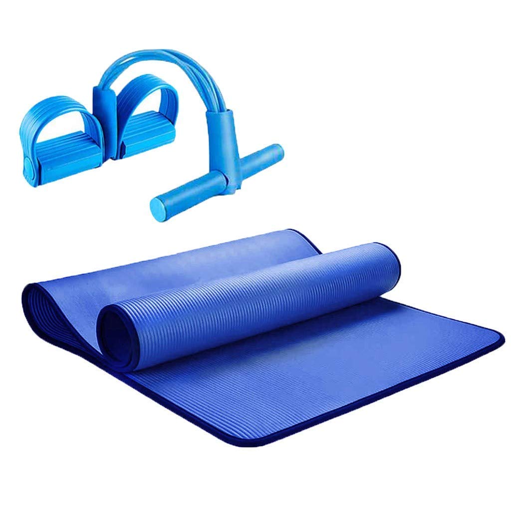 Premium Pull Rope Yoga Mat Set with Resistance Bands & Ankle Straps - Home Gym Workout Equipment for Yoga, Sit-Ups & Strength Training - Ideal for Home Fitness, Slimming Exercises & Full-Body Workouts (Purple)