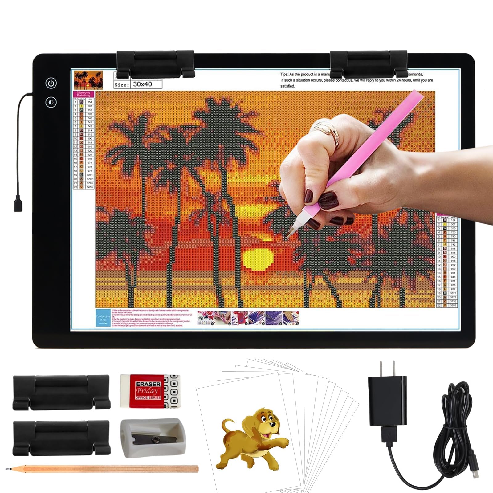KOBAIBAN Rechargeable A2 LED Light Box - 3 Color Modes, 6-Level Brightness Adjustable, Wireless Tracing Light Pad for Diamond Painting, Drawing & Design - Perfect for Artists, Crafters & DIY Projects