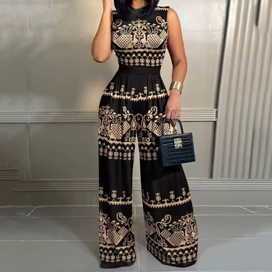 Miranda High Neck Wide Leg Jumpsuit for Women - Elegant One Piece Romper with Pockets | Perfect for Casual Outings, Date Nights & Summer Vacations