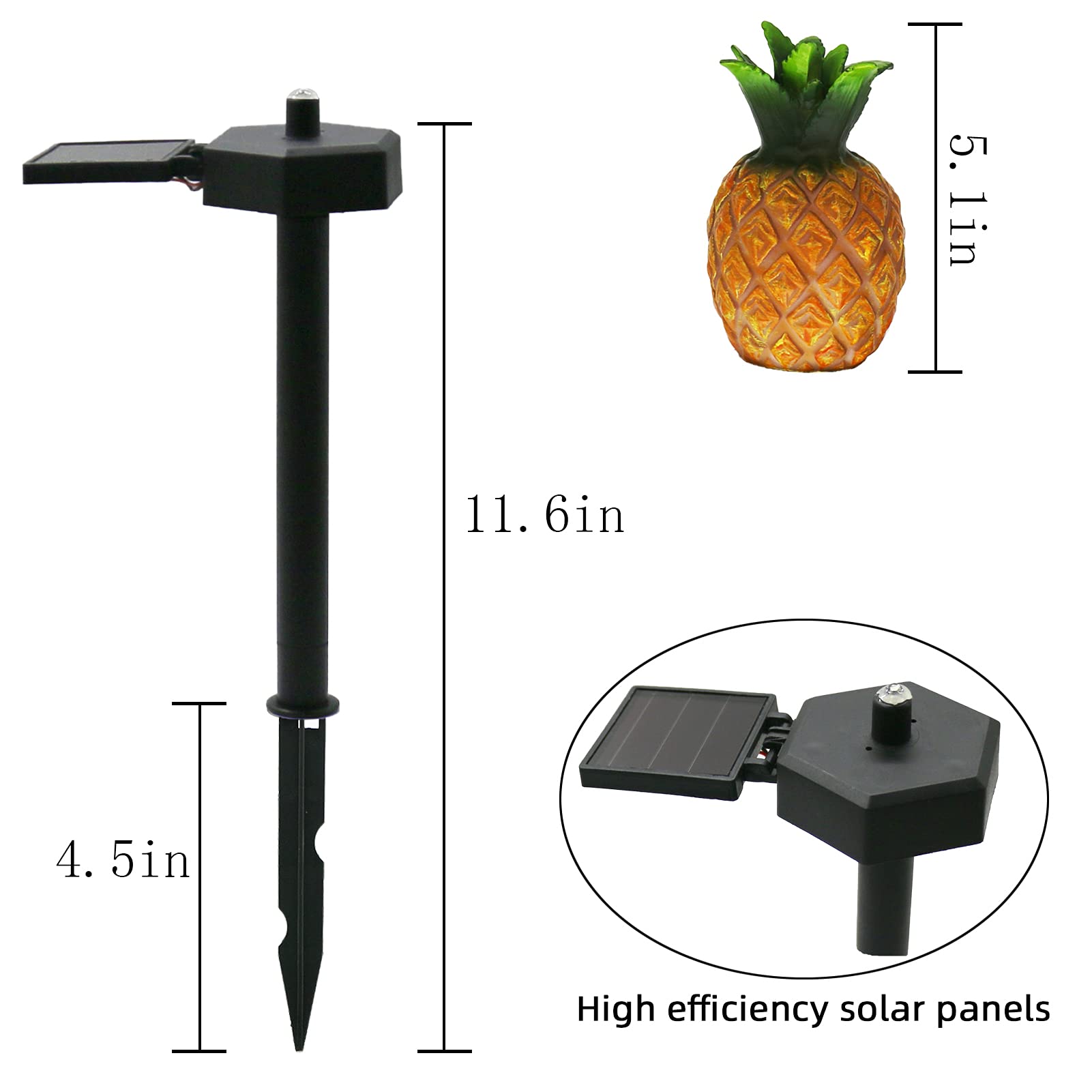 Solar Pineapple Stake Lights - 2 Pack Waterproof Outdoor Garden Decor for Pathway, Yard, Lawn & Walkway | Perfect for Patio, Backyard & Landscape Lighting at Night