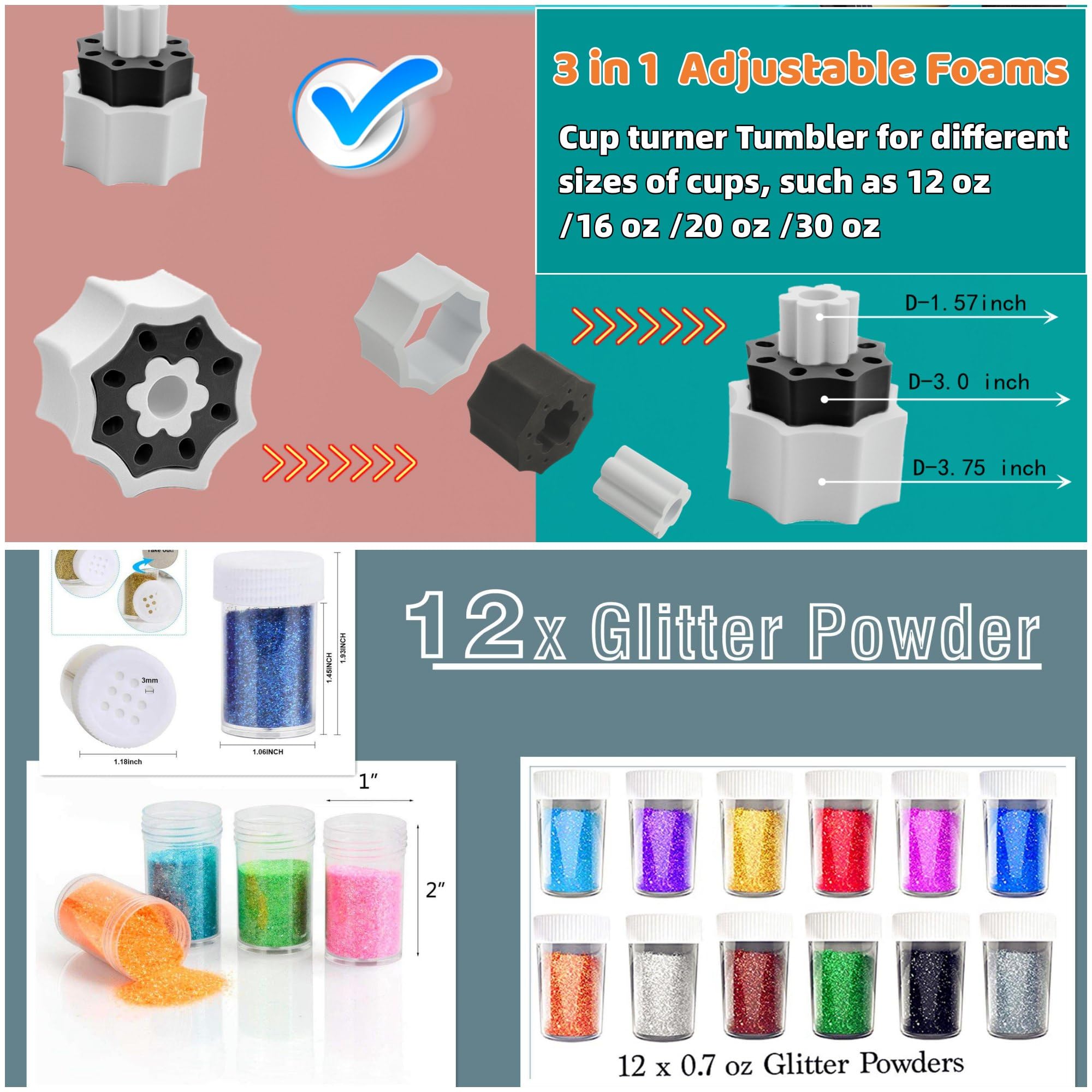 WAQONUY DIY Epoxy Tumbler Cup Turner Kit - Complete Set with Spinner Machine & Heat Gun for Glitter Tumbler Making - Perfect for Crafting Custom Drinkware (Blue) - Ideal for Home DIY Projects & Small Business Craft Production