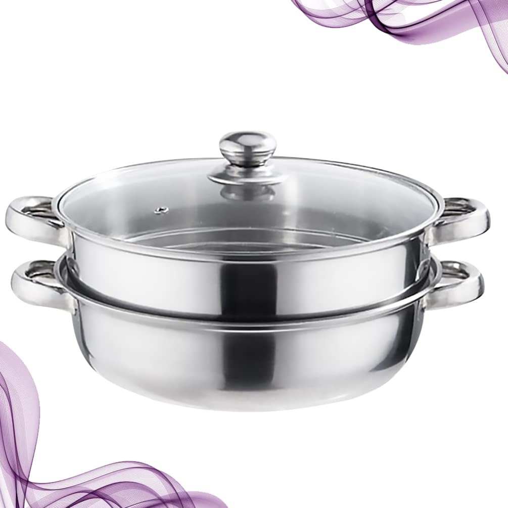 Premium Stainless Steel Double Layer Steamer Pot - Multi-Functional Stockpot for Boiling, Steaming & Cooking | Perfect for Home Kitchens, Restaurants & Meal Prep