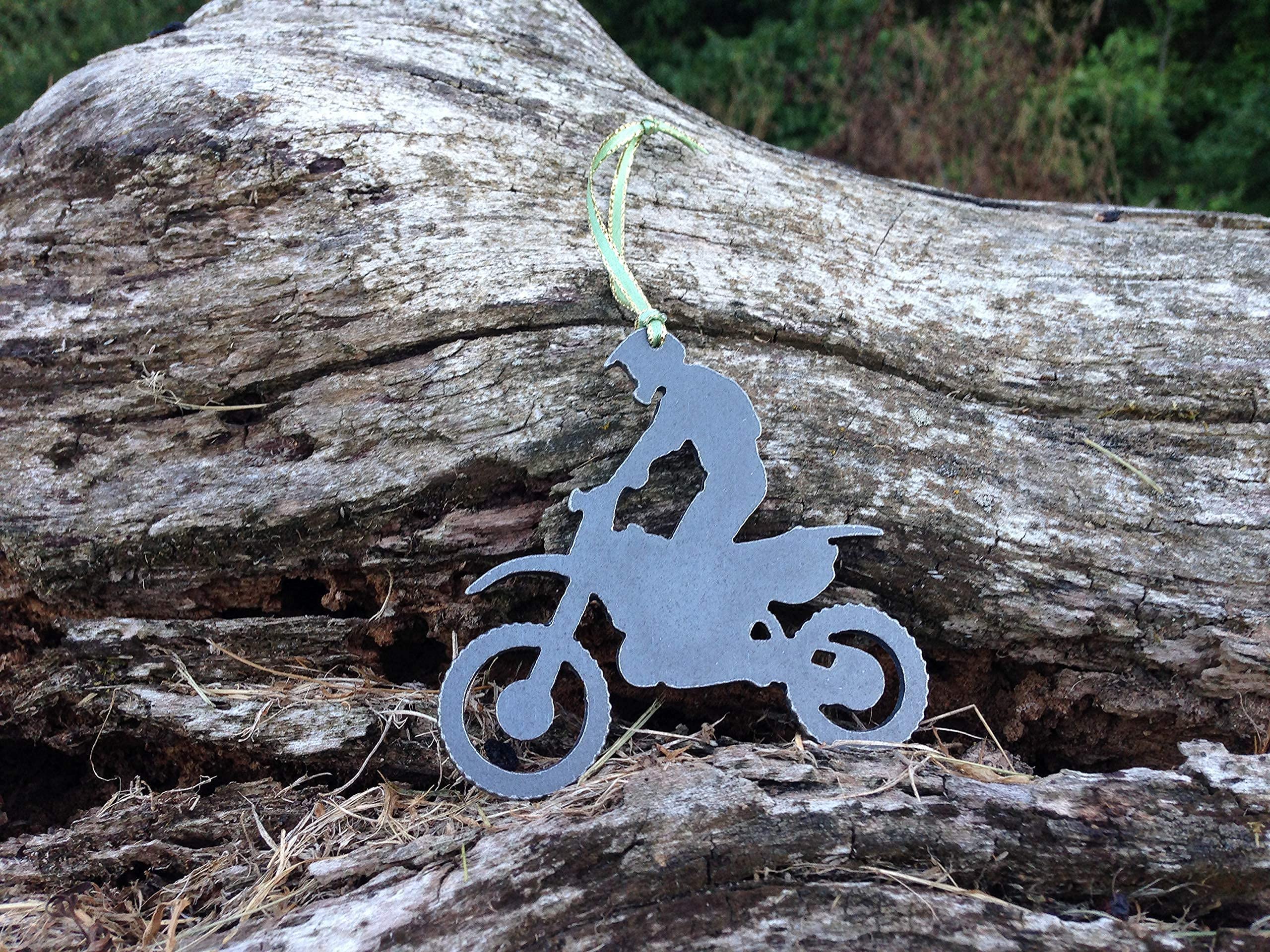 Dirt Bike with Rider Metal Ornament - Motorcycle Decor, Collectible Keepsake Gift for Bikers & Motocross Fans - Perfect for Home, Office, or Man Cave Display