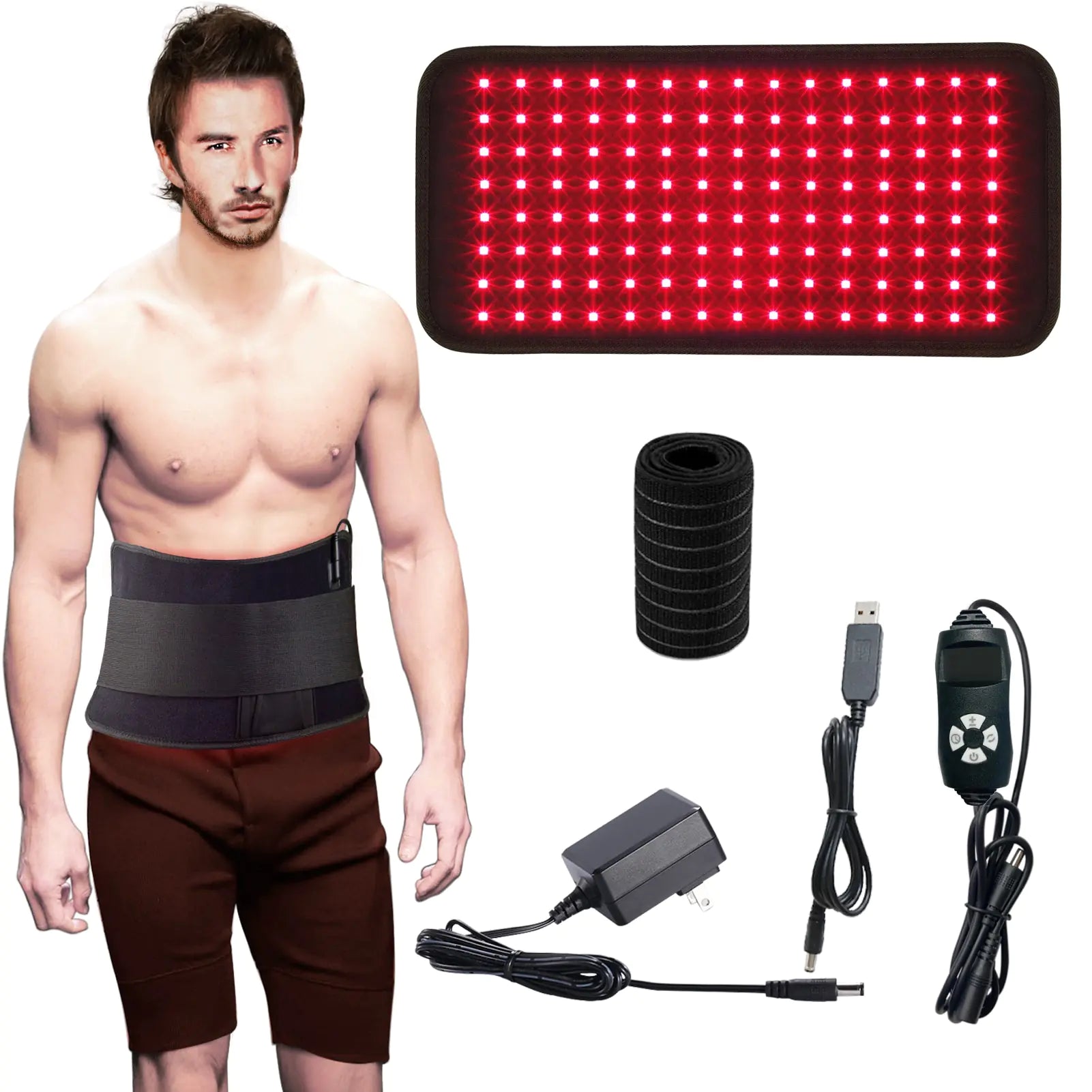 Infrared Light Therapy Belt for Pain Relief - Rechargeable Heating Pad for Back, Shoulder & Joint Pain - Portable Red Light Therapy Device for Home Use