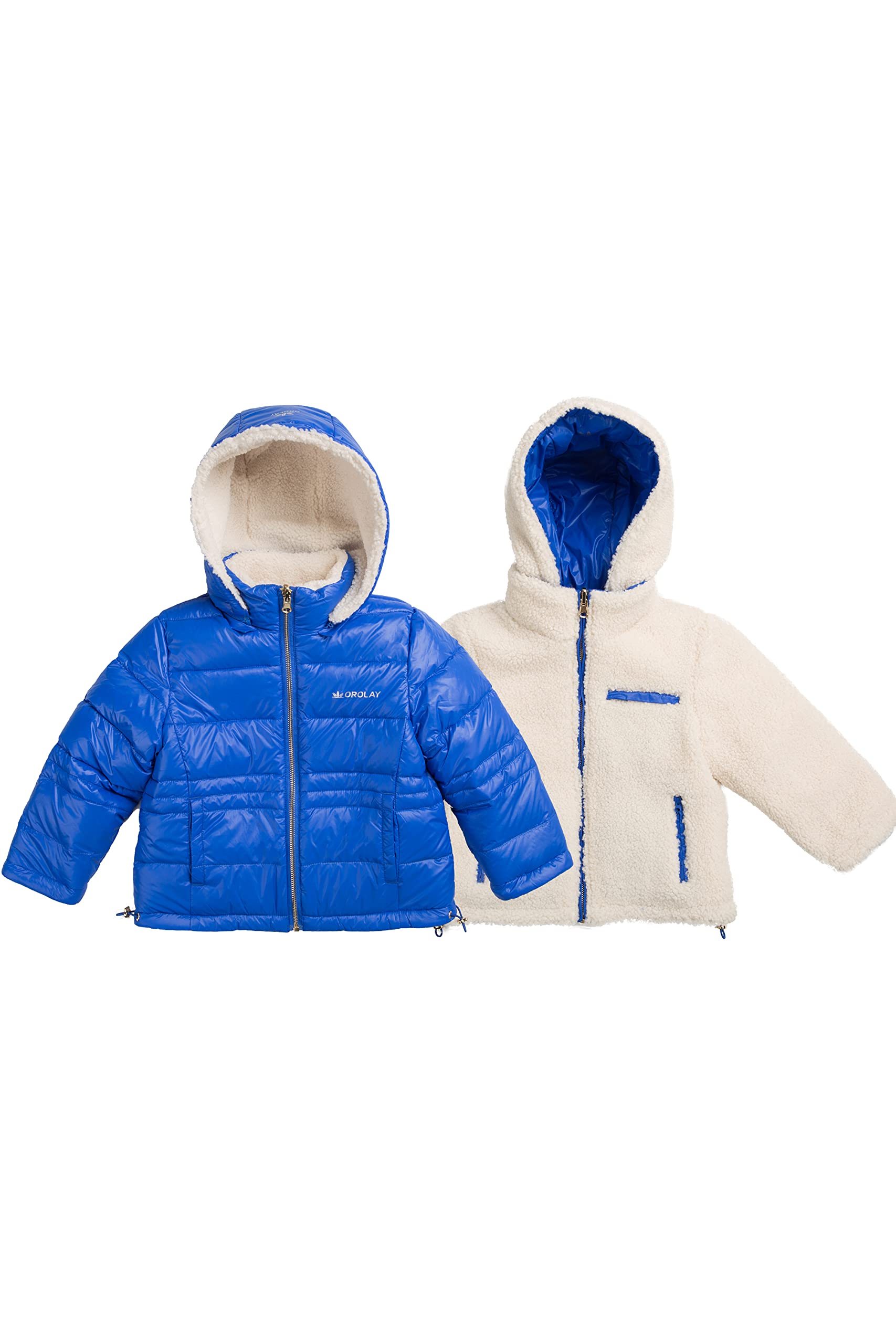 Orolay Reversible Fleece Down Jacket for Kids - Boys & Girls Warm Winter Hooded Puffer Coat | Outdoor Play, Snow Activities & Cold Weather Protection