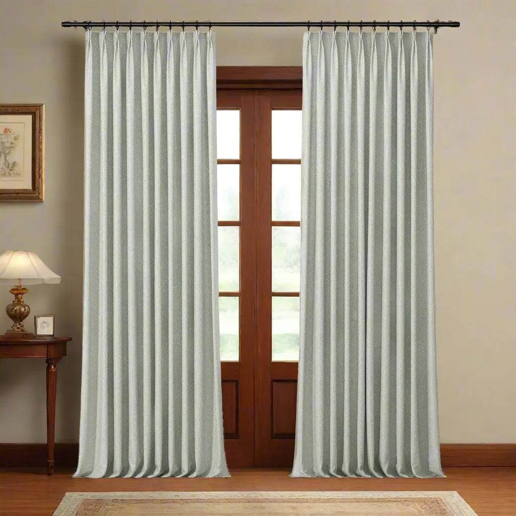 Lydia Scroll Jacquard Pleated Curtains - Elegant Blackout Drapes for Living Room, Bedroom & Office - Premium Textured Window Treatments for Home Decor