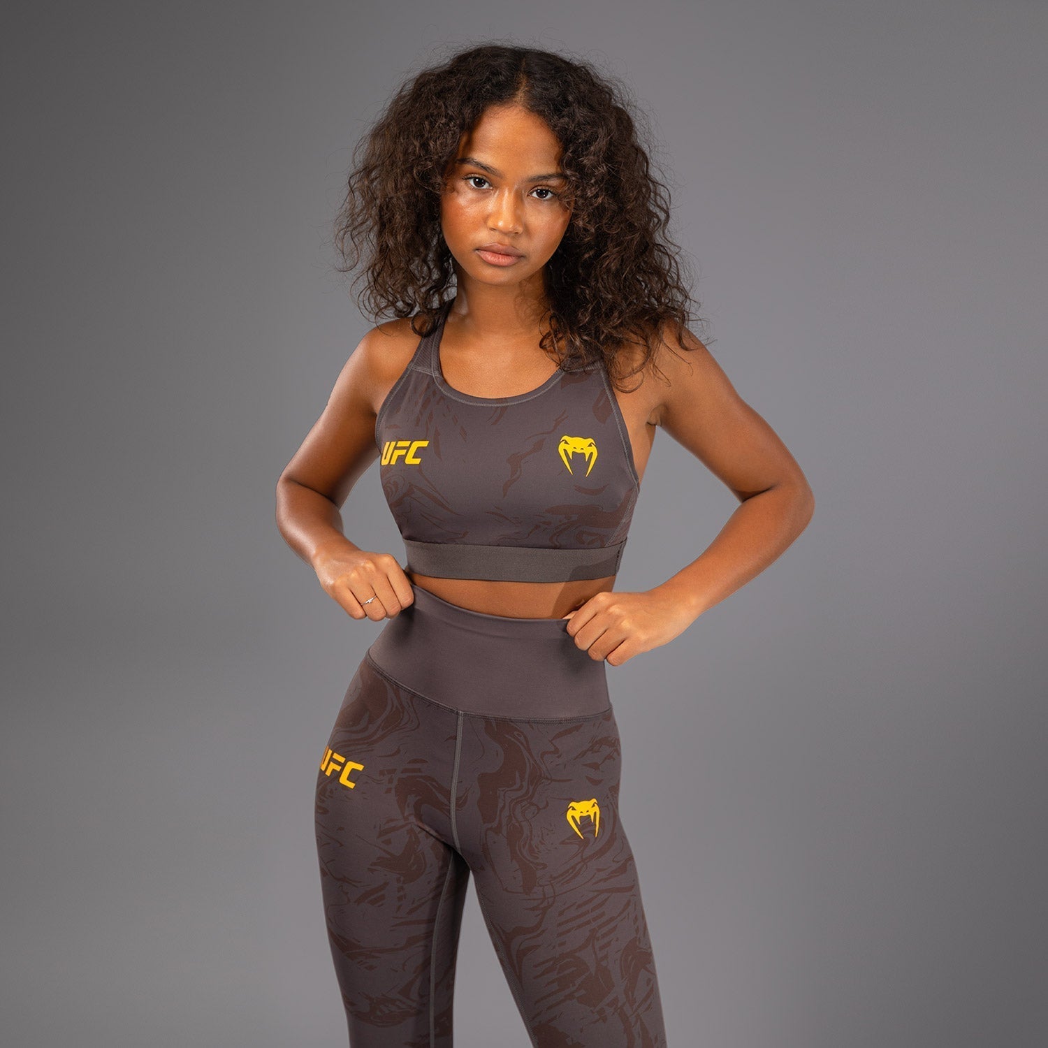 Venum UFC Fusion Fight Week Women's Performance Tight - Earthen Brown | High-Compression MMA & Training Leggings for Fighters & Athletes | Gym, Yoga & Combat Sports Workout Gear