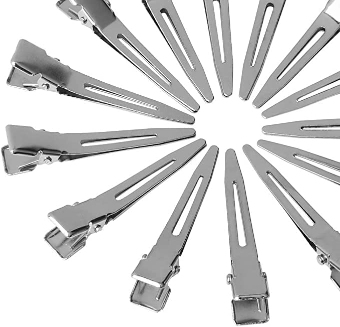 Ezume® 12-Piece 1.75 Inch Single Prong Curl Clips - Metal Alligator Hair Pins for Hair Extensions, Styling & Sectioning - Perfect for Salon, Home Use & DIY Hairstyles