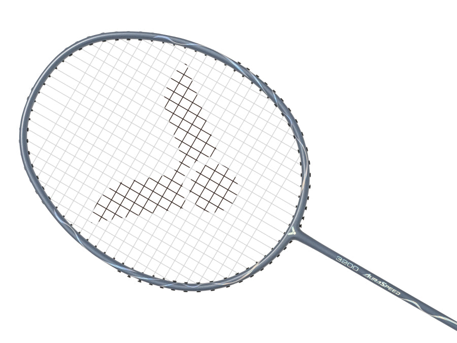 VICTOR AURASPEED 3200H Pre-Strung Badminton Racket - Lightweight Carbon Fiber Shuttlecock Racket for Professional & Recreational Play [Gainsboro/Grey] - Perfect for Tournaments & Backyard Games