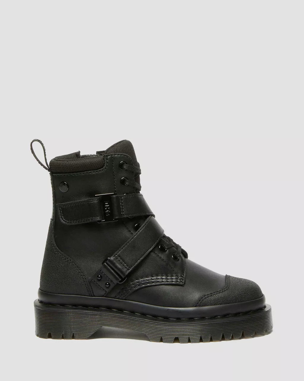 Dr. Martens 1460 Bex Tech Strap Leather Boots for Men & Women - Chunky Sole Ankle Boots for Punk, Gothic & Workwear Fashion
