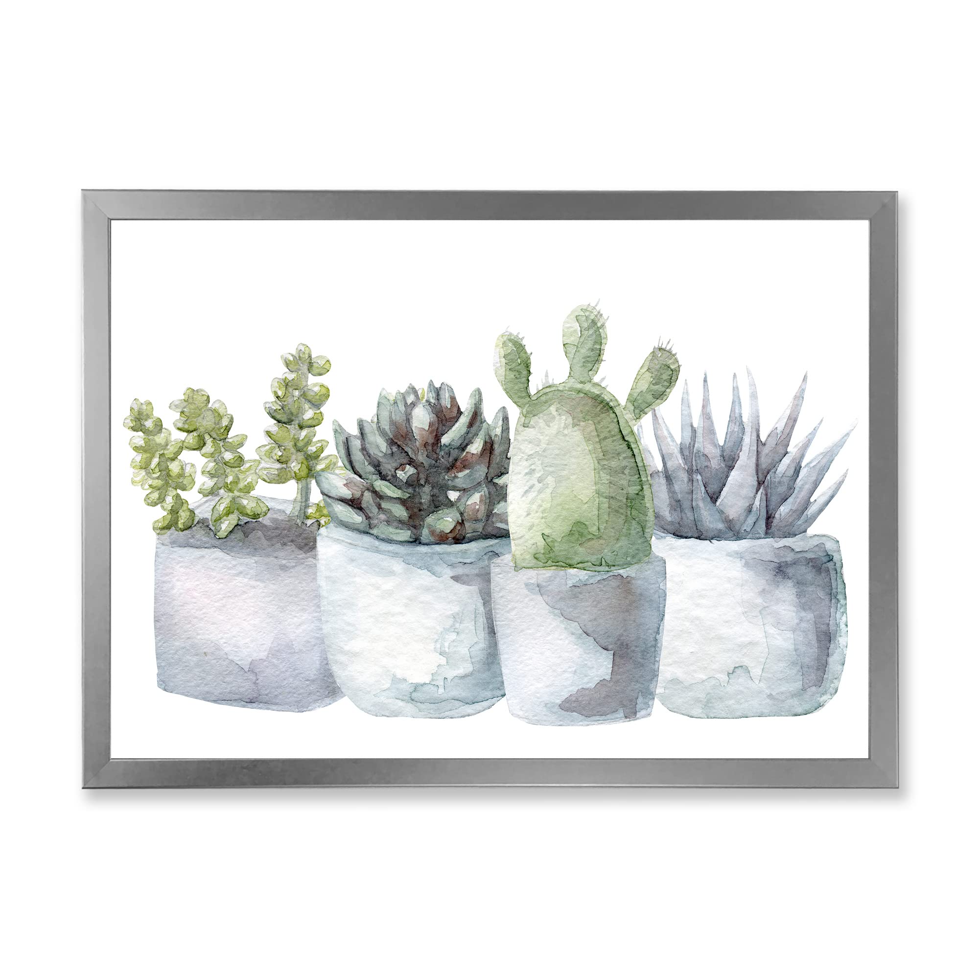 DesignQ Cactus and Succulent House Plants - Farmhouse Framed Wall Art Decor for Living Room, Bedroom & Office | Perfect Home & Gift Idea