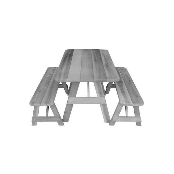 Premium Western Red Cedar Picnic Table with 2 Benches - Outdoor Dining Set for Backyard, Garden & Patio - Durable All-Weather Wooden Furniture for Family Gatherings & BBQs