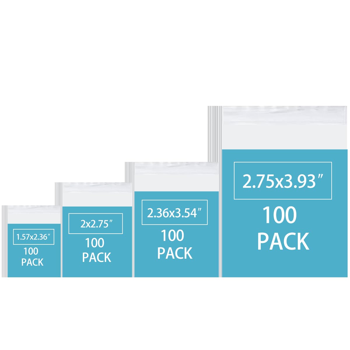 400 PCS Small Plastic Bags - 4 Sizes Clear Reclosable Jewelry Bags, Resealable Ziplock Poly Bags for Pills, Beads, Screws & Packaging | Perfect for Organizing Crafts, DIY Projects & Small Parts Storage
