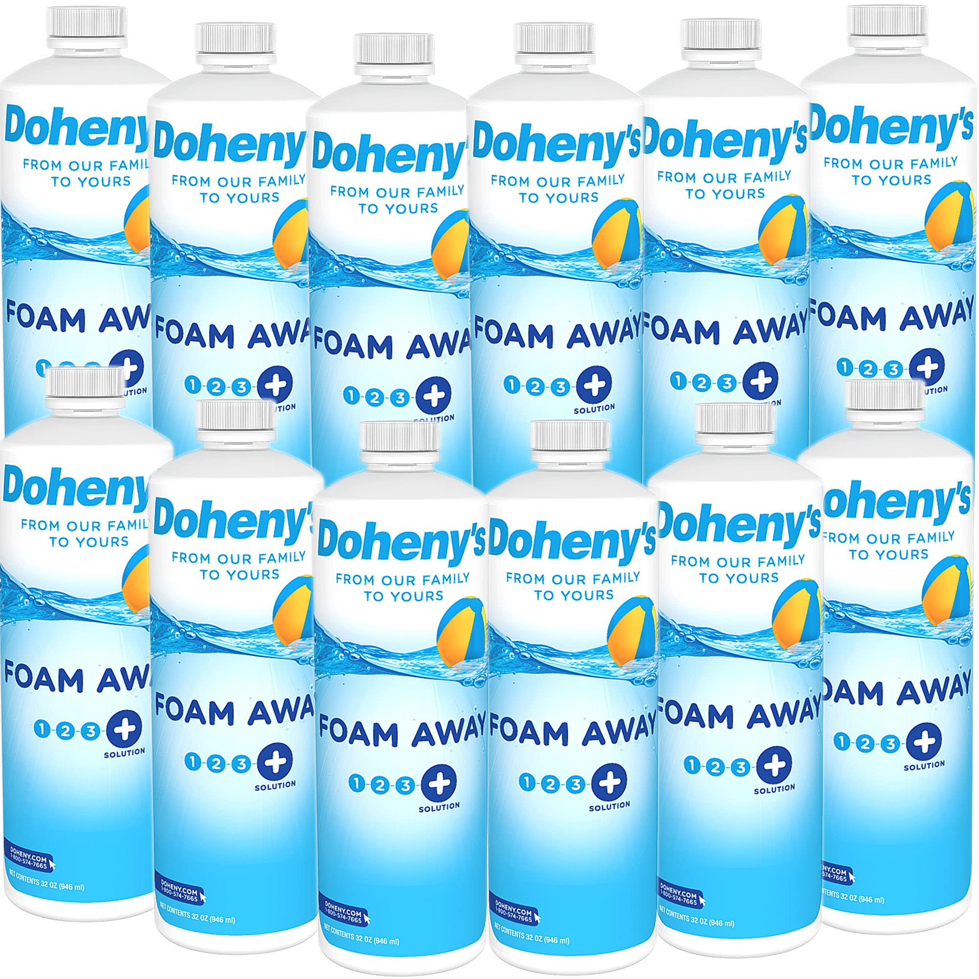 Doheny's Professional Pool Foam Away - 100% Premium De-Foamer for Pools & Spas | Eliminates & Prevents Foam | Safe with All Pool Chemicals | 12-Pack 1 QT Bottles | Perfect for Backyard Swimming Pools, Hot Tubs & Water Features
