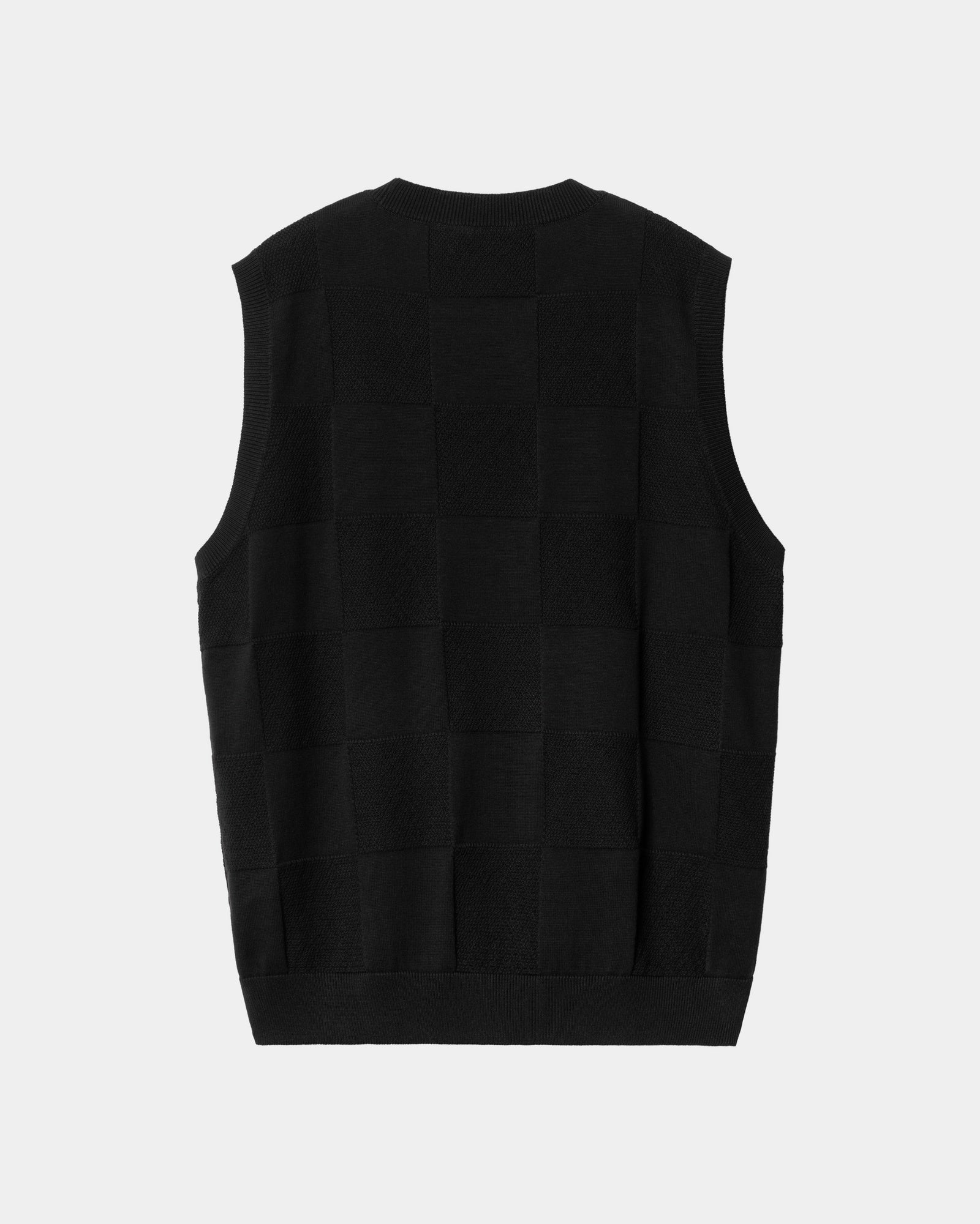 Women's Checker Vest Sweater - Black & White Plaid Knit Cardigan | Cozy Winter Layering for Office & Casual Outfits