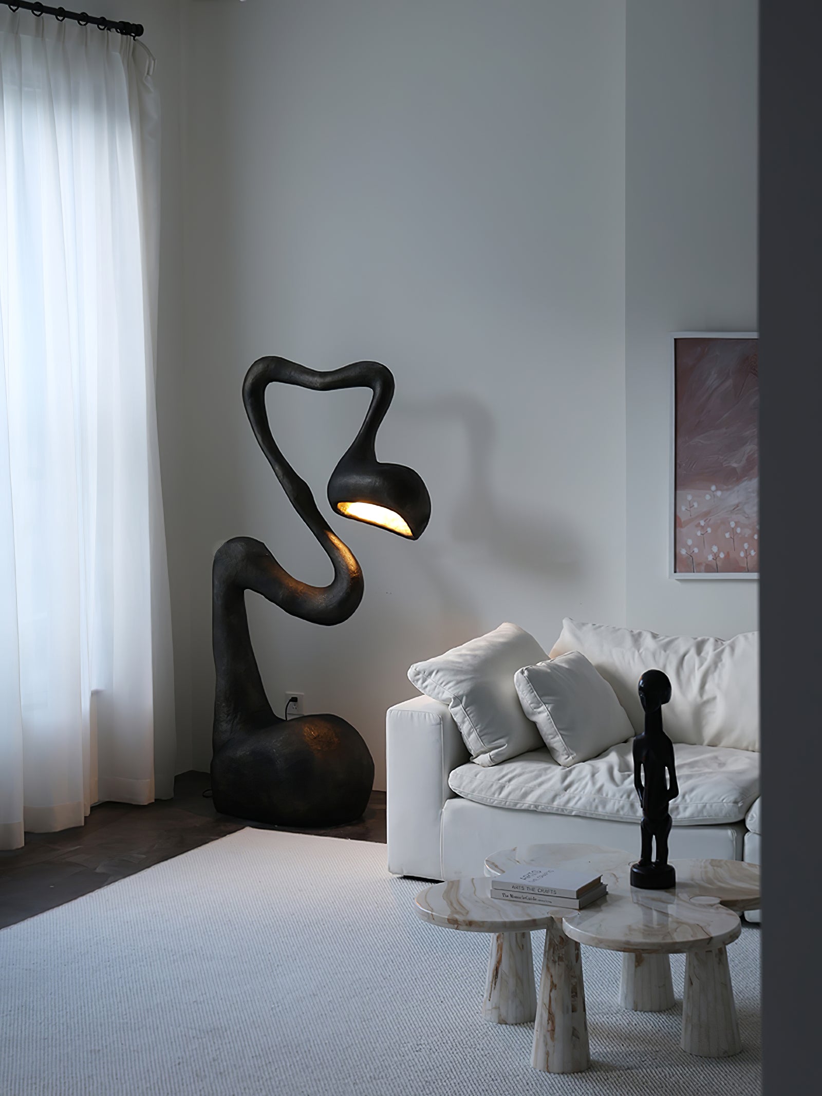 Handcrafted Myrrh Resin Sculpture Floor Lamp - Modern Boho Decor for Living Room, Bedroom & Office - Adjustable Brightness & Warm White Light
