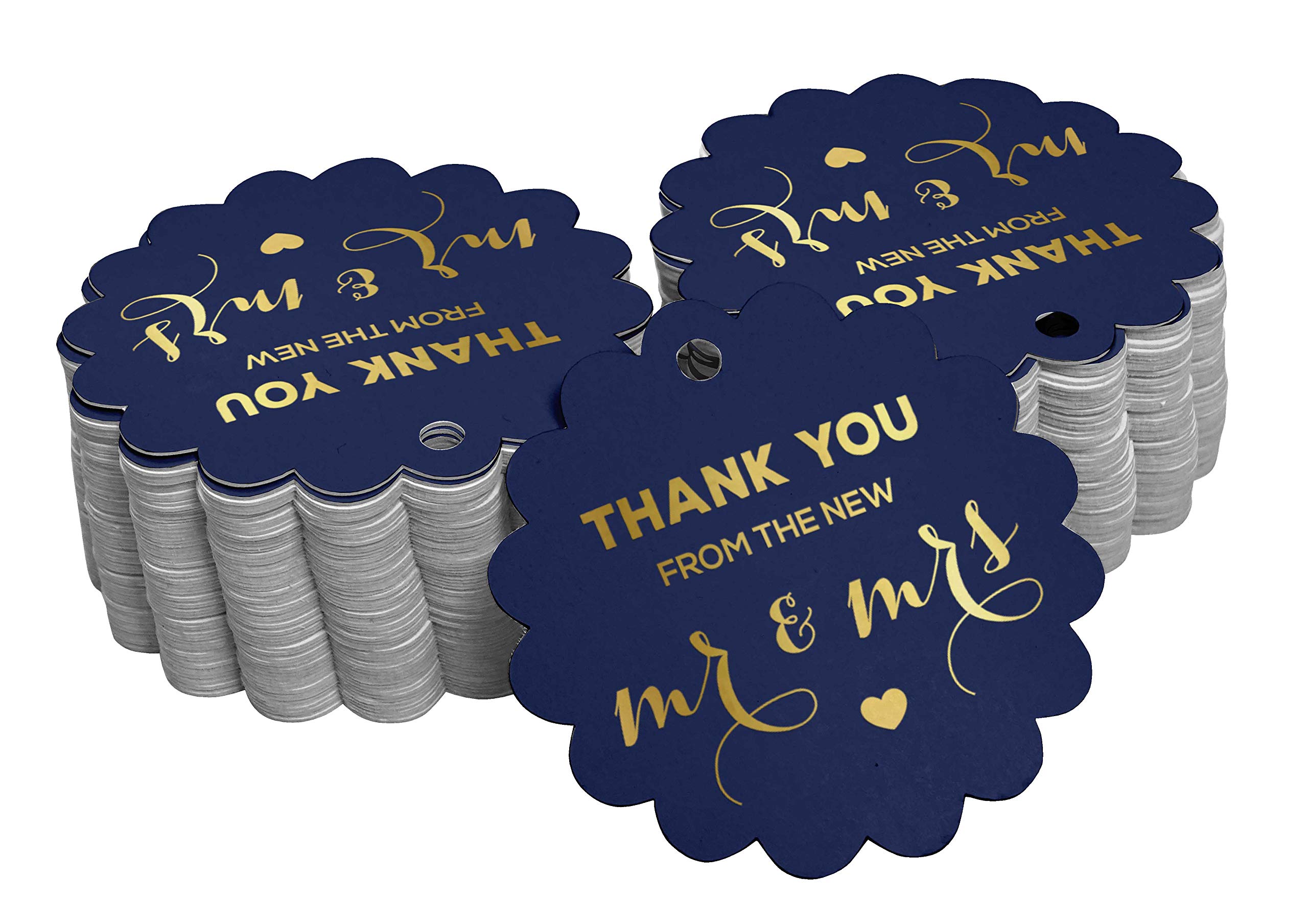 50 Pack Real Gold Foil Thank You Tags for Wedding Favors - Elegant Gift Tags for Bridal Shower, Baby Shower & Party Decorations