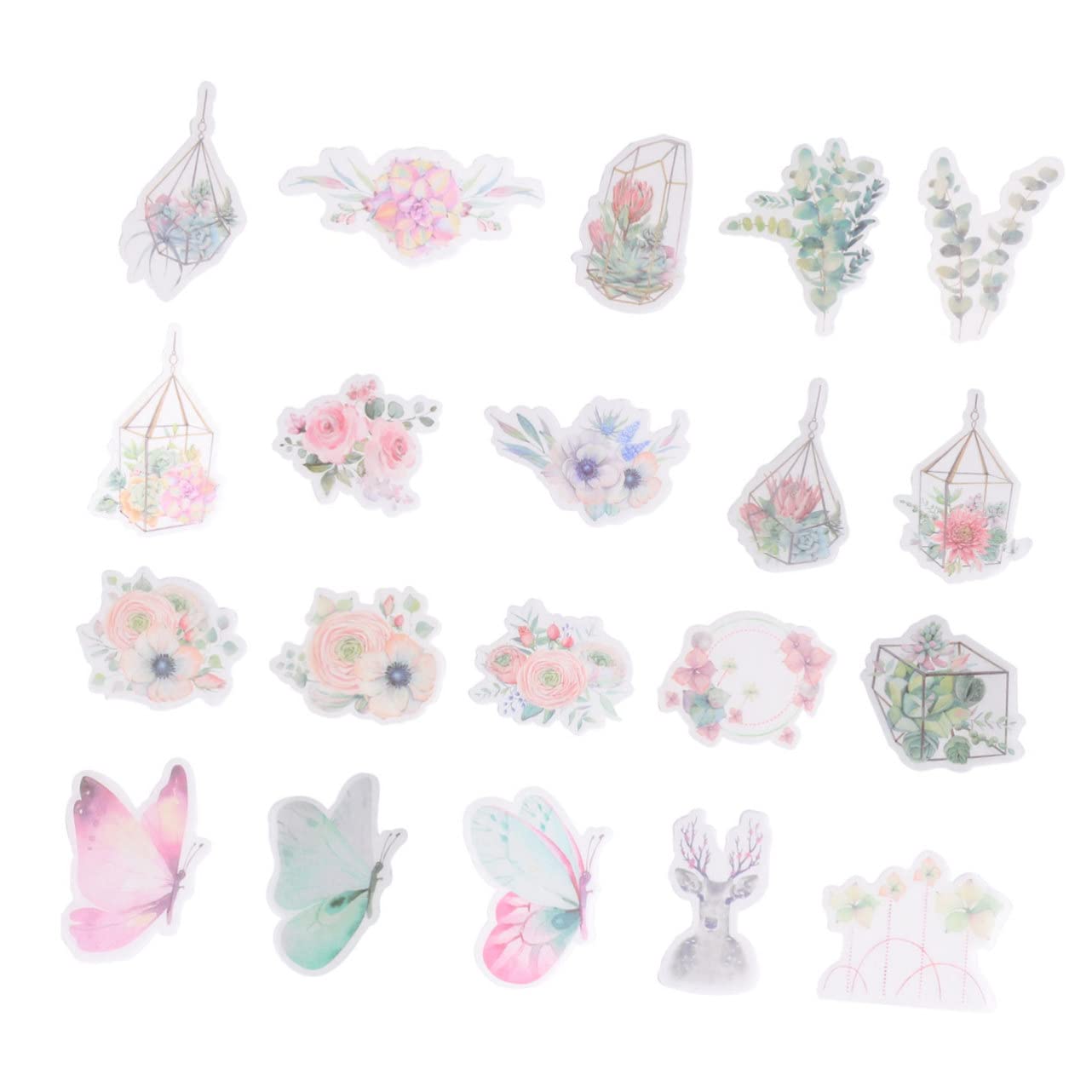 STOBOK 60pcs Vintage Floral Planner Stickers Set - DIY Scrapbooking Stickers for Journaling, Bullet Journal, Photo Albums, and Craft Projects - Garden Theme Decorative Paper Stickers for Creative Planning and Memory Keeping