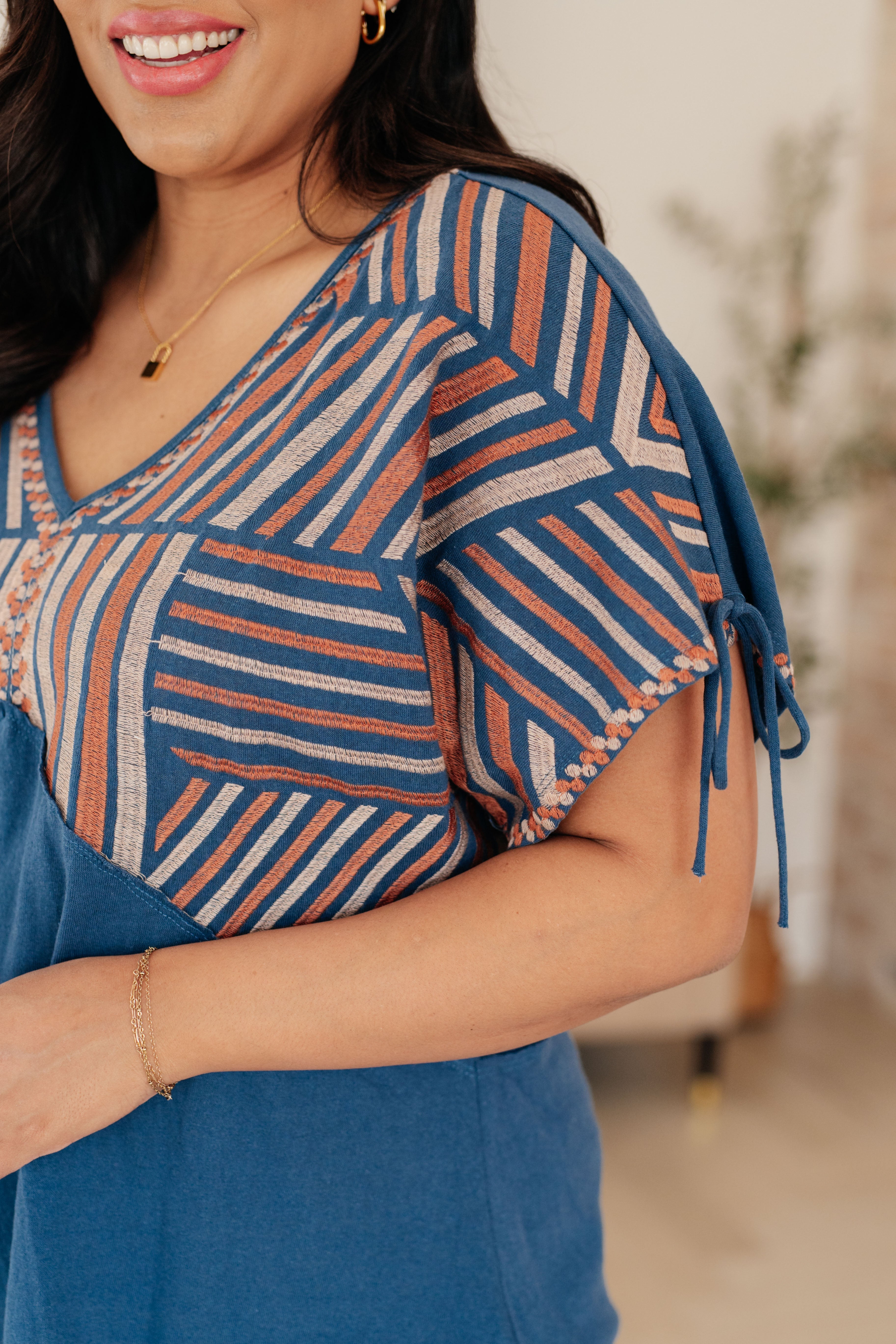 Stylish Greece Lightning V Neck Blouse for Women - Elegant Summer Tops - Perfect for Office, Date Night & Casual Outings