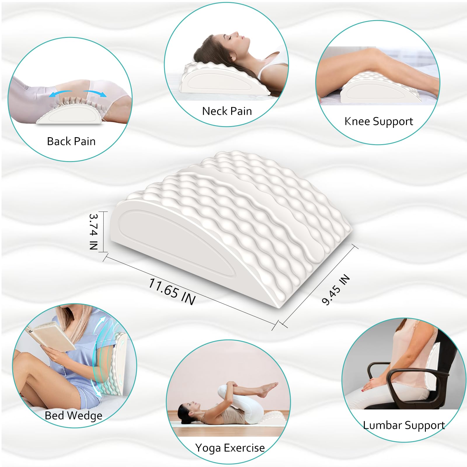 **Ergonomic Wedge Pillow for Back, Neck & Leg Pain Relief – Lumbar Support Pillow with Massage & Stretcher for Sciatica, Lower Back, Shoulder & Hip – Perfect for Sleeping, Post-Surgery Recovery & Physical Therapy**