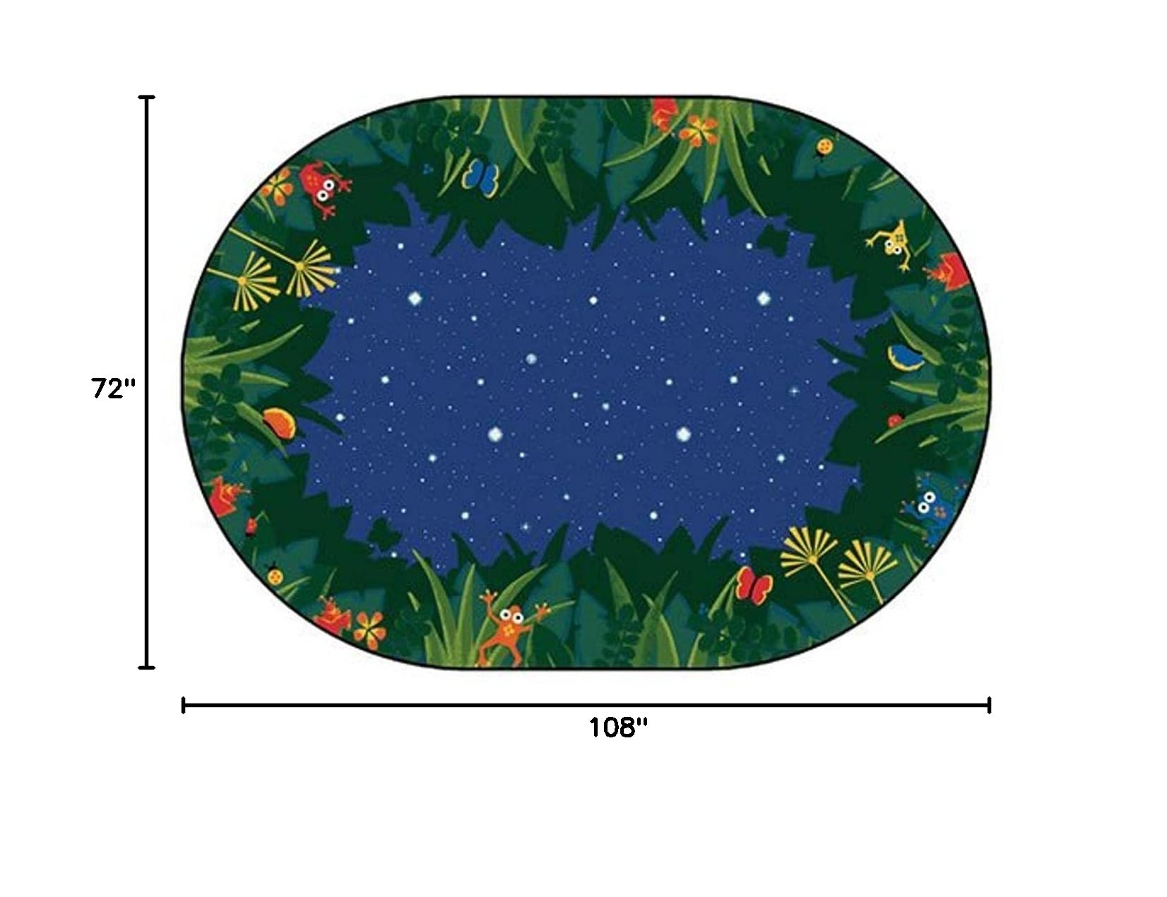 Peaceful Tropical Night Kids Rug 6x9 ft Oval Blue - Soft Classroom Carpet for Children & Teens | Perfect for Bedroom, Playroom & Daycare Decor
