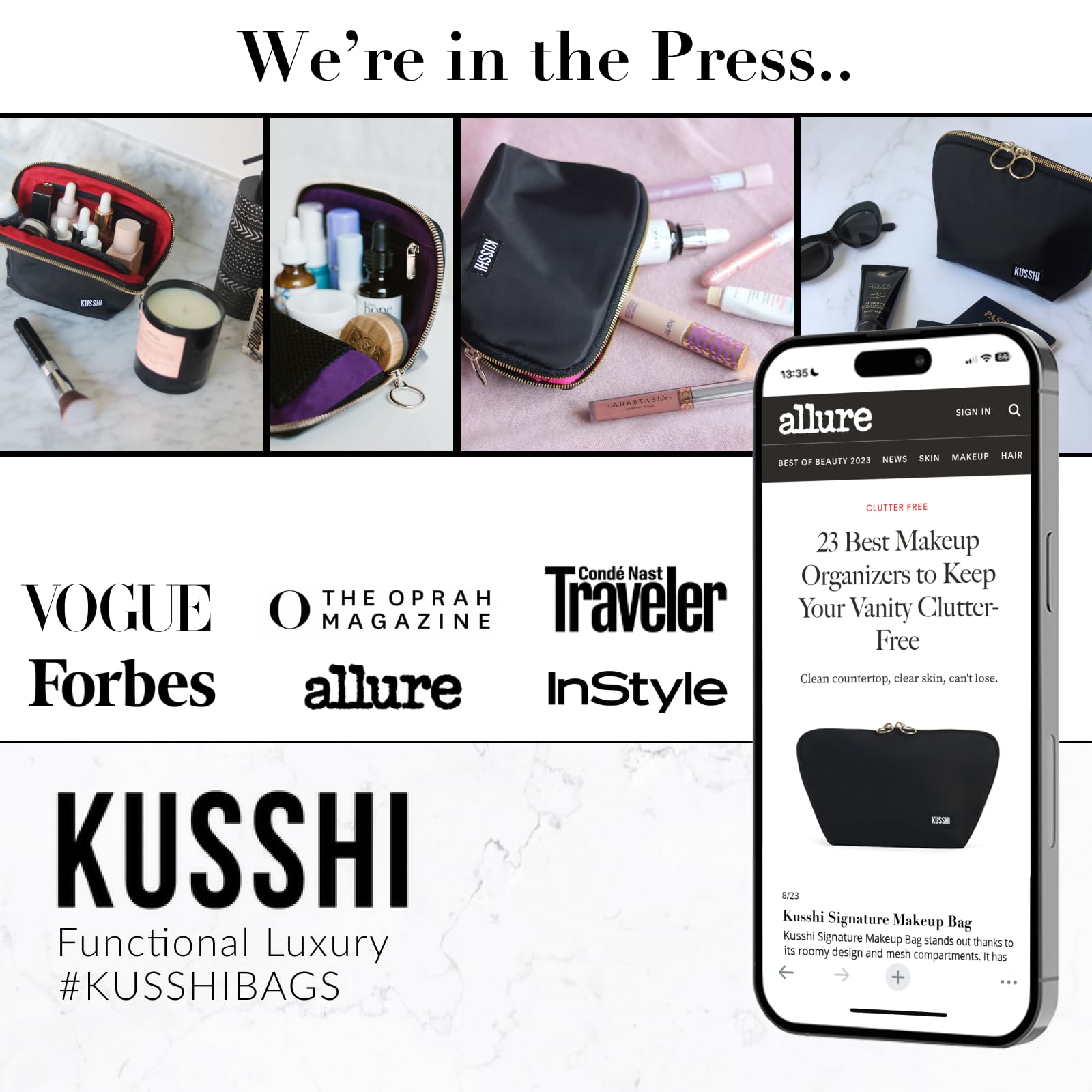 KUSSHI Neoprene Zipper Makeup Brush Pouch & Travel Pencil Case - Waterproof Organizer for Beauty Tools, Cosmetics Brushes, Pens & Small Accessories | Perfect for Travel, Home Storage & Makeup Artist Kits