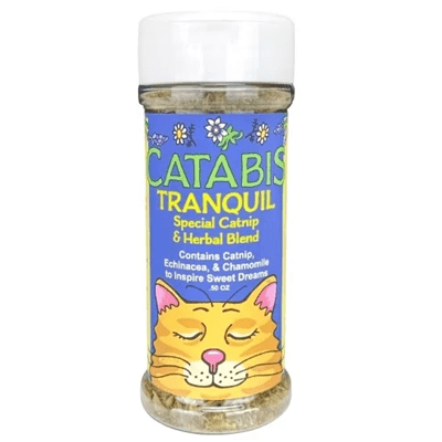 Multipet Catabis Tranquil Catnip Blend Shaker for Cats - Calming Herbal Treat with Organic Catnip - Perfect for Stress Relief, Playtime & Training Sessions