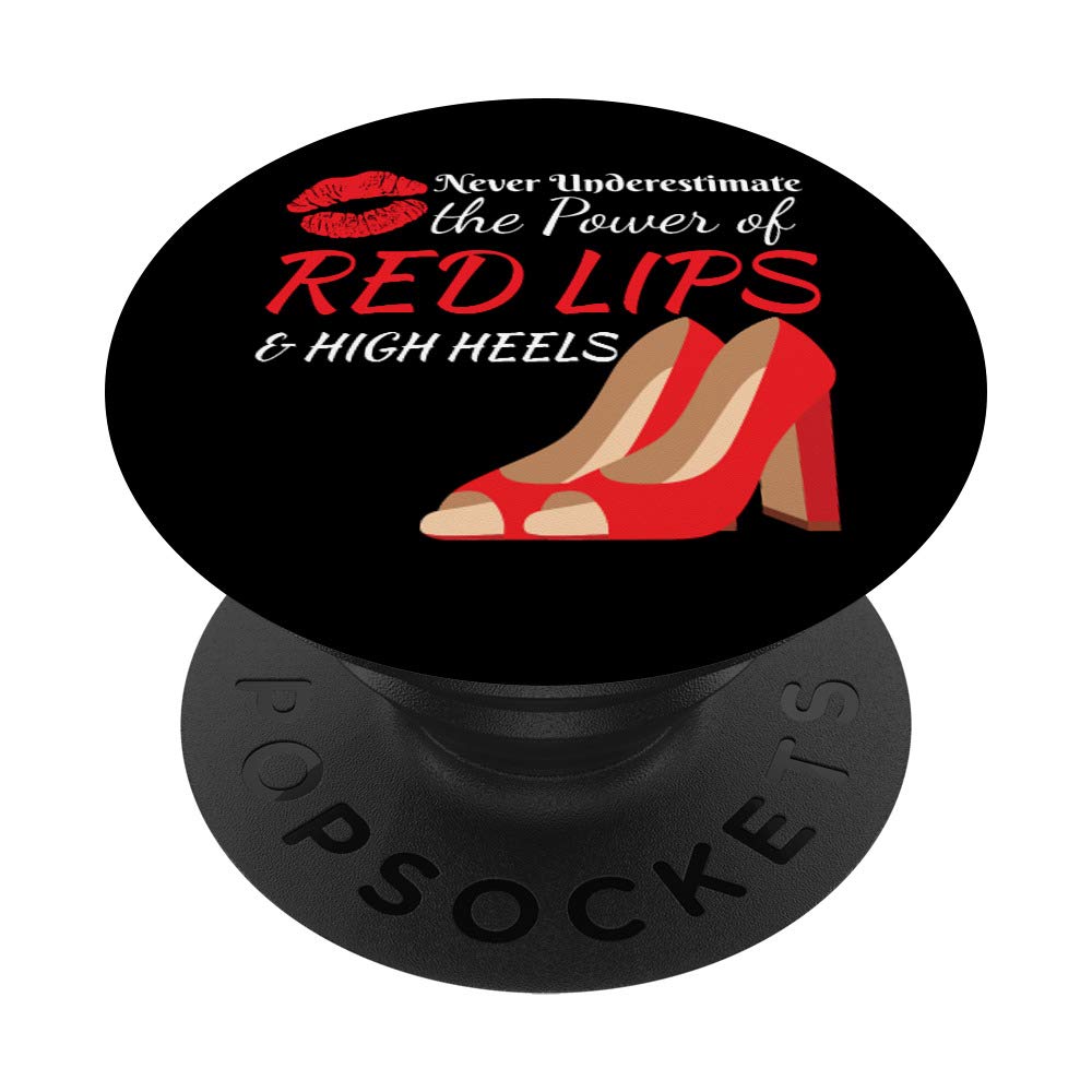 Power of Red Lipstick & High Heels Funny PopSocket PopGrip - Swappable Phone & Tablet Grip for Fashion Lovers, Office Workers, and Social Media Enthusiasts