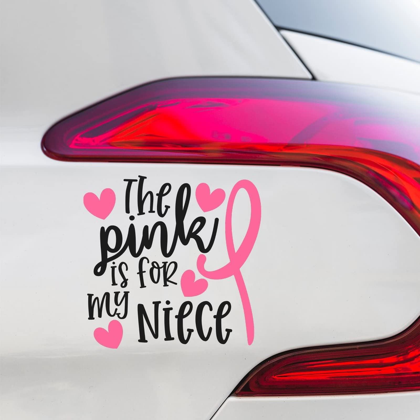 Pink Cancer Awareness Vinyl Decal - Car, Laptop, Truck, Window, Wall Sticker - Warrior Gift for Niece, Breast Cancer Ribbon Decor for Vehicles & Personal Items