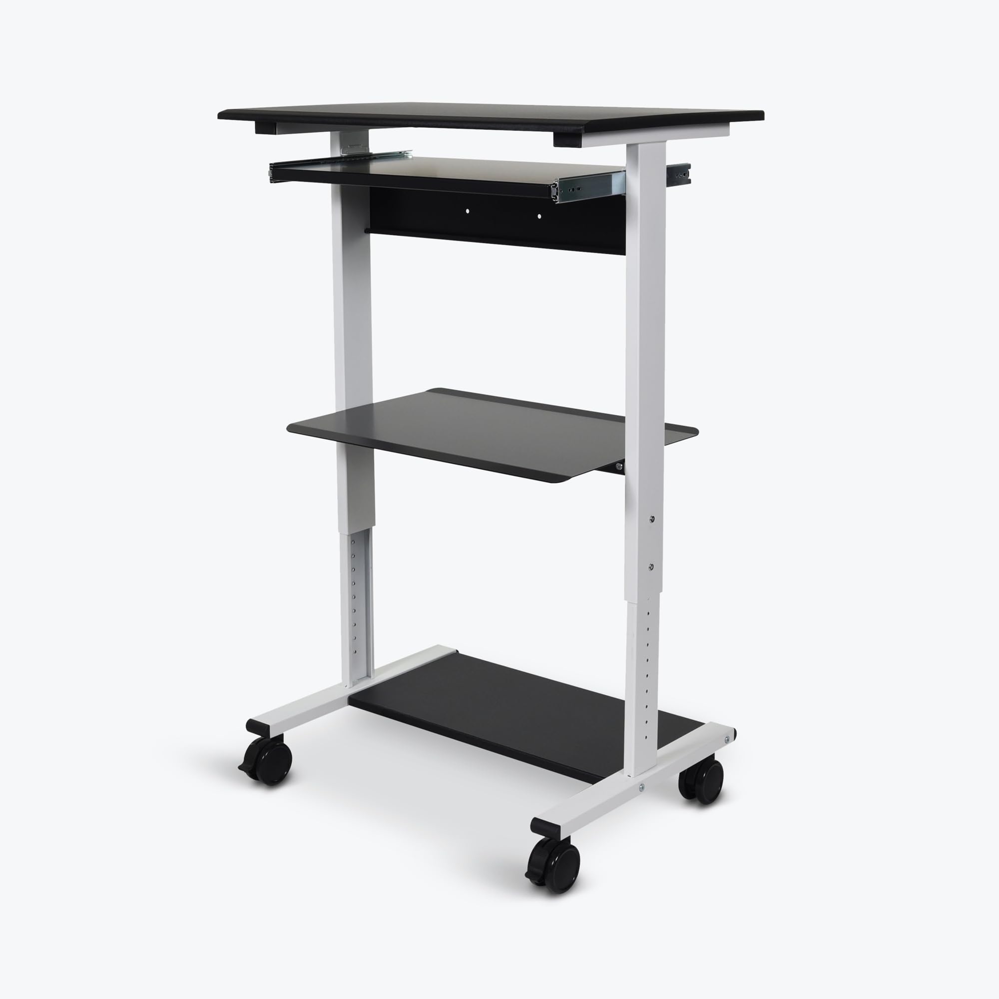 LUXOR STAND-WS30 Adjustable 3-Tier Standing Desk Converter | Ergonomic Height-Adjustable Workstation for Home & Office | Perfect for Laptops, Monitors & Office Accessories