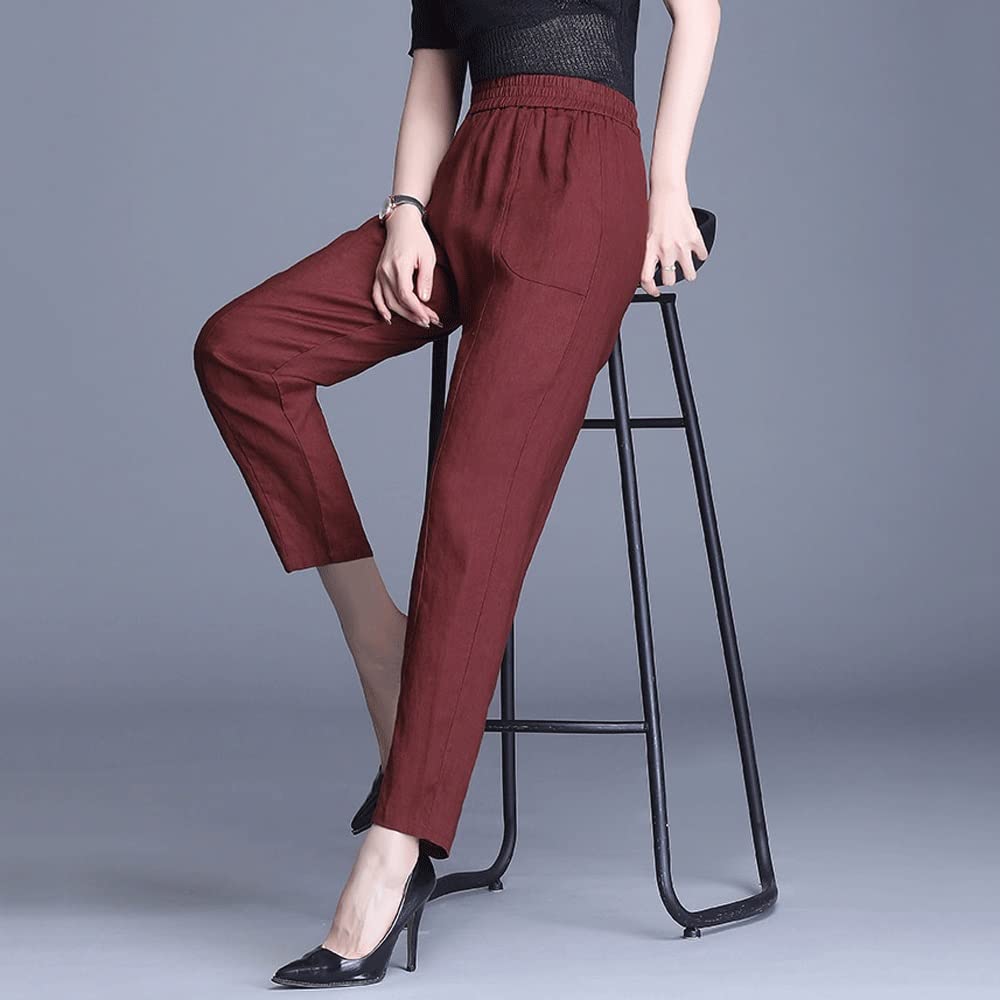 Women's Harem Pants - Summer Thin Linen Cotton Casual Loose Fit Carrot Pants (5XL, Color A) | Perfect for Yoga, Beach, Lounge & Boho Fashion