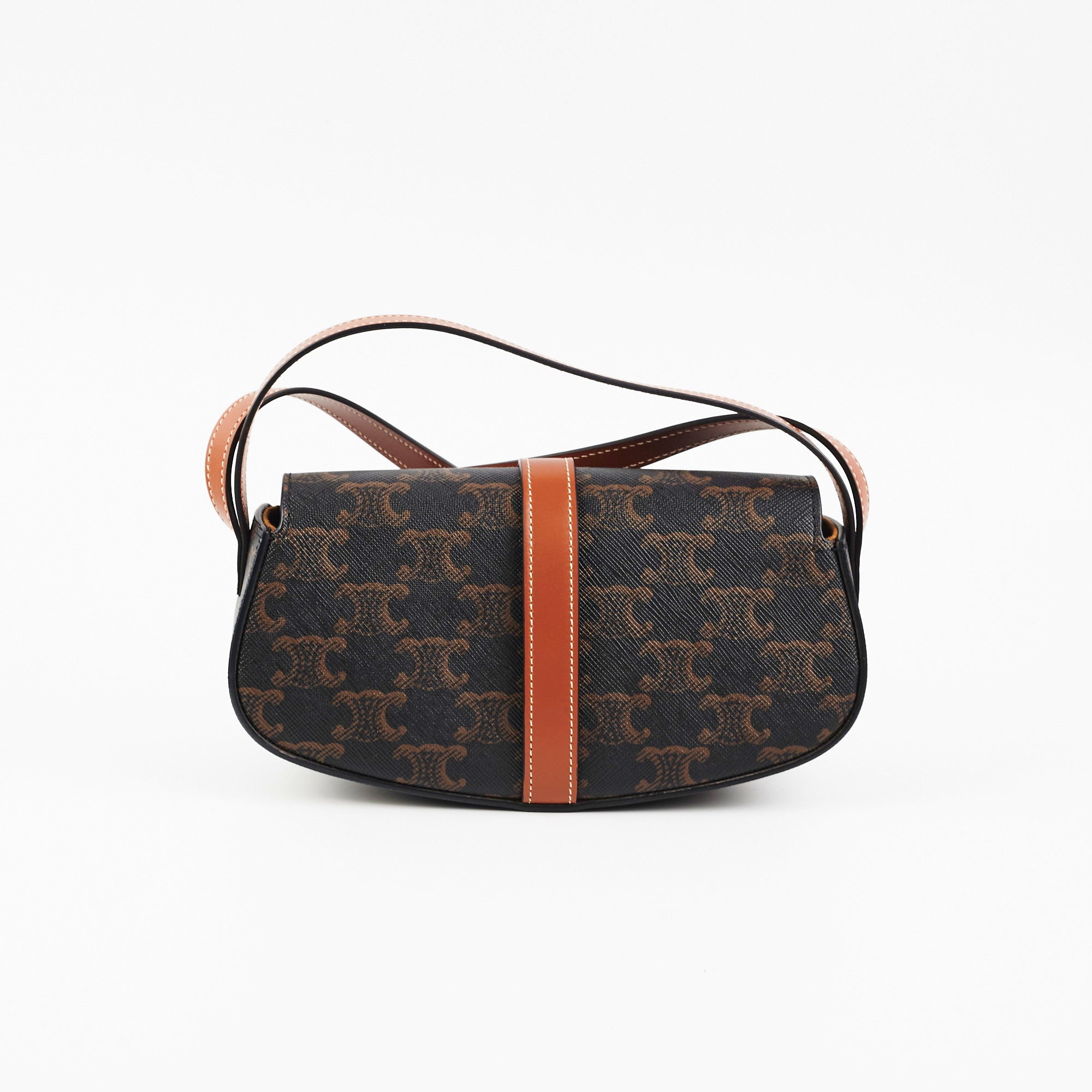 Celine Triomphe Calfskin Tan Clutch On Strap - Elegant Shoulder Bag for Women, Perfect for Evening Parties & Date Nights