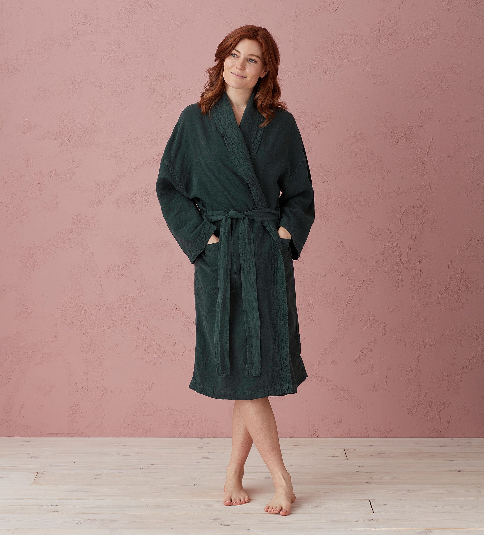 Darkest Spruce 100% Linen Pajama Set for Women - Soft & Breathable Sleepwear for Summer Nights - Cozy Lounge Wear for Home Relaxation
