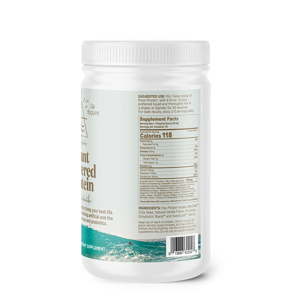 NBPure Earthy Andy Plant-Based Protein Powder - Gluten-Free, Non-GMO, Vegan, Cruelty-Free Pea Protein with Vanilla Flavor (30 Servings) - Perfect for Smoothies, Baking & Post-Workout Recovery