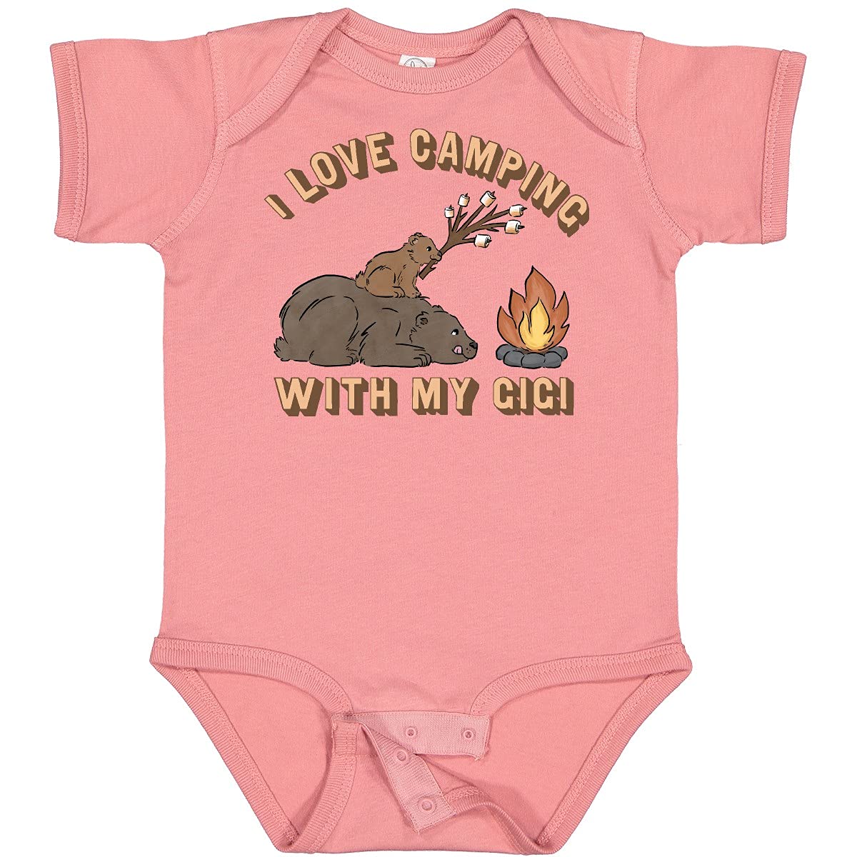 Inktastic I Love Camping with My Gigi Baby Bodysuit - Soft & Comfortable Infant Onesie for Outdoor Adventures, Family Trips & Grandparent Bonding