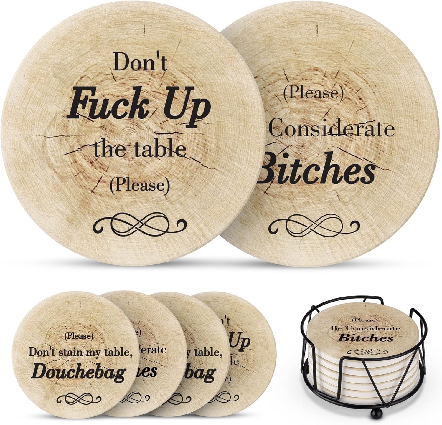 Funny Coasters Set - Unique Gag Gifts for Women & Men - Perfect White Elephant, Secret Santa, Birthday & Housewarming Gifts - Cool Novelty Gift Ideas for Friends & Couples - Great for Parties, Home Decor & Office Use
