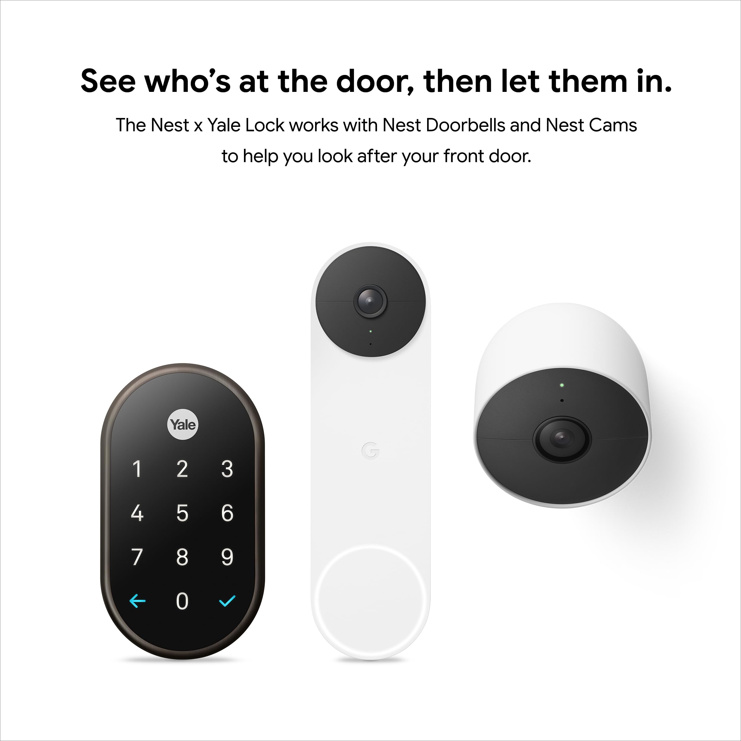 Google Nest x Yale Smart Lock - Keyless Entry Deadbolt with Tamper-Proof Keypad - Oil Rubbed Bronze Finish for Front Door Security - Perfect for Smart Homes & Vacation Rentals