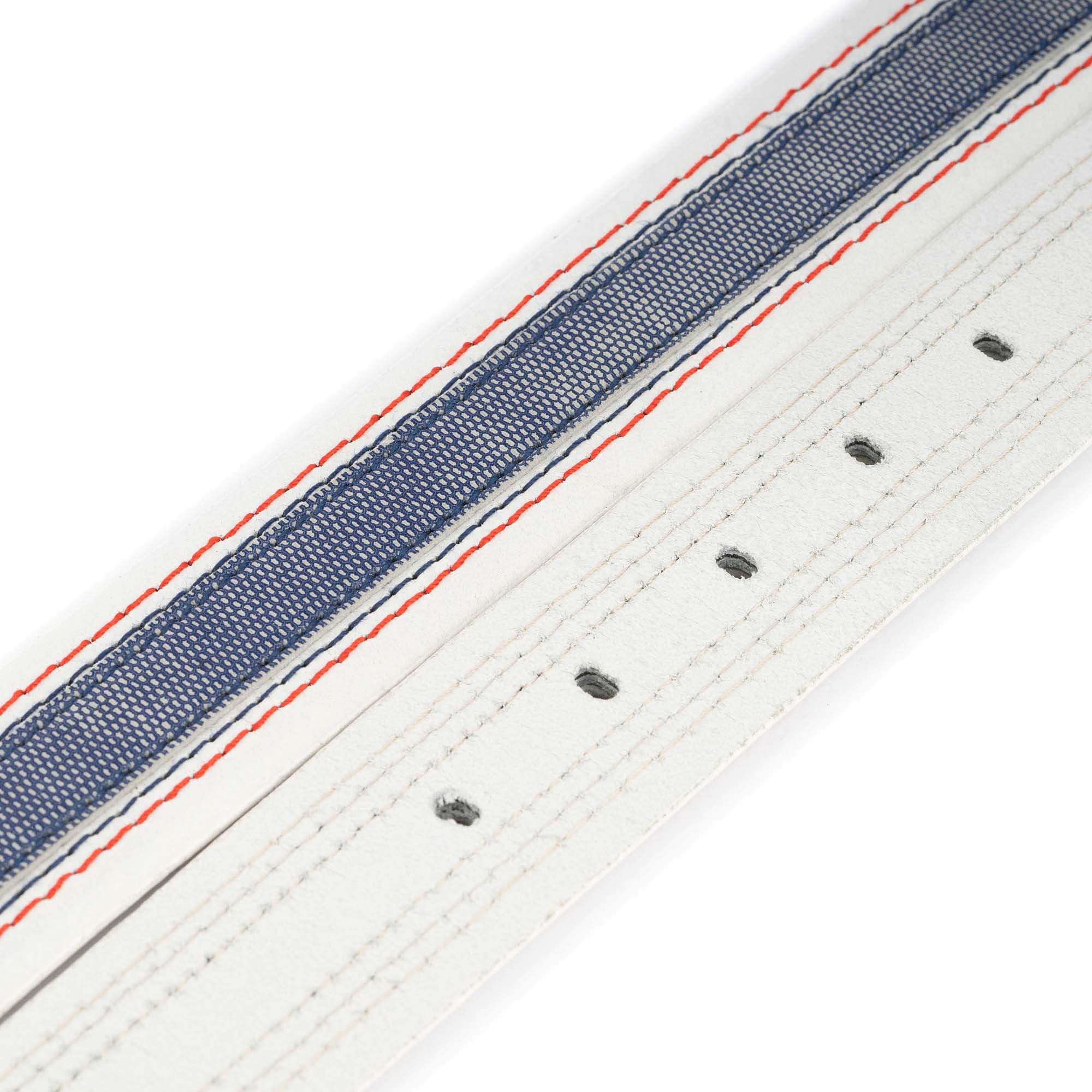 Men's White Leather Belt with Cartier Buckle - 3.8cm Width for Jeans & Casual Wear | Premium Dress Belt for Business & Everyday Outfits