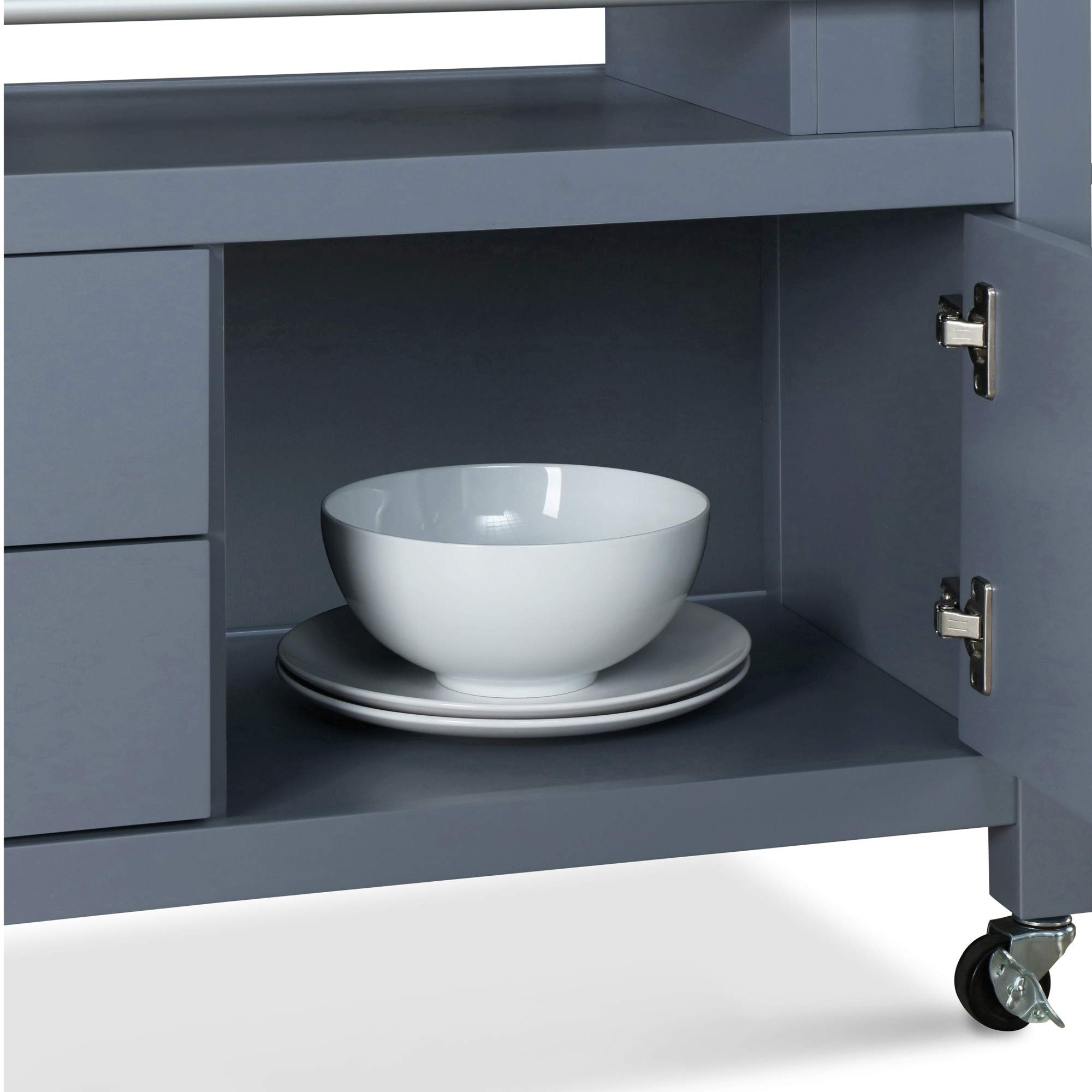 ClickDecor Anson Kitchen Island Bar Cart with Storage - Butcher Block Table on Wheels, Portable Cabinet Organizer for Small Spaces, Home & Apartment Essentials - Gray | Perfect for Kitchen, Dining Room & Entertaining