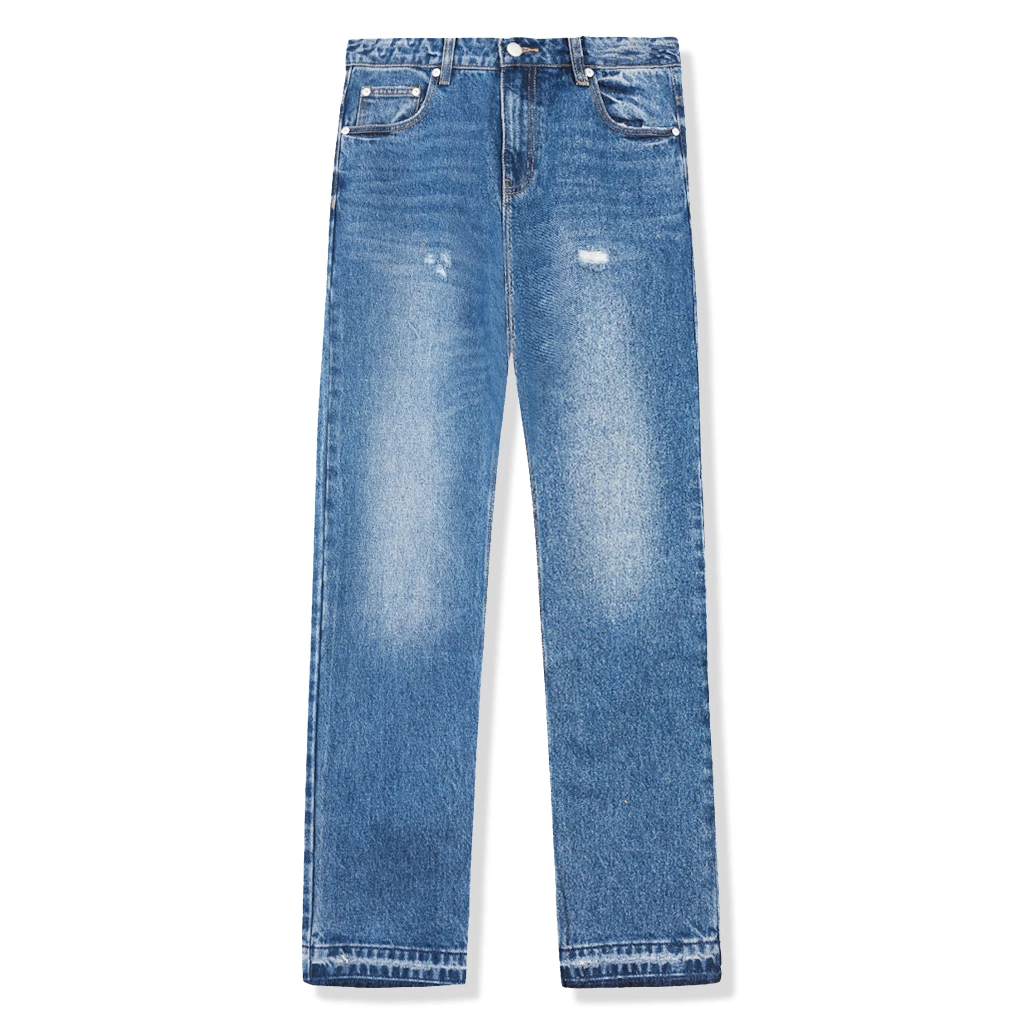 Syenti Hem Jeans for Women - Mid Blue Denim High Waist Skinny Jeans | Comfortable & Stylish for Casual Wear, Office, and Night Out