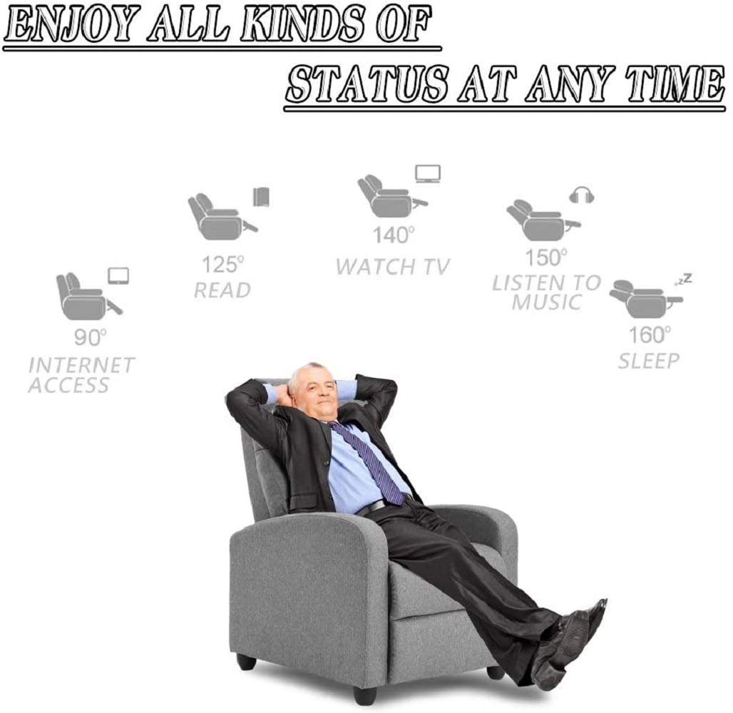Premium Recliner Chair with Massage & Wingback Design - Modern Lounge Chair for Living Room, Home Theater & Reading - Grey Single Sofa with Adjustable Backrest - Perfect for Relaxation, Movie Nights & Cozy Evenings