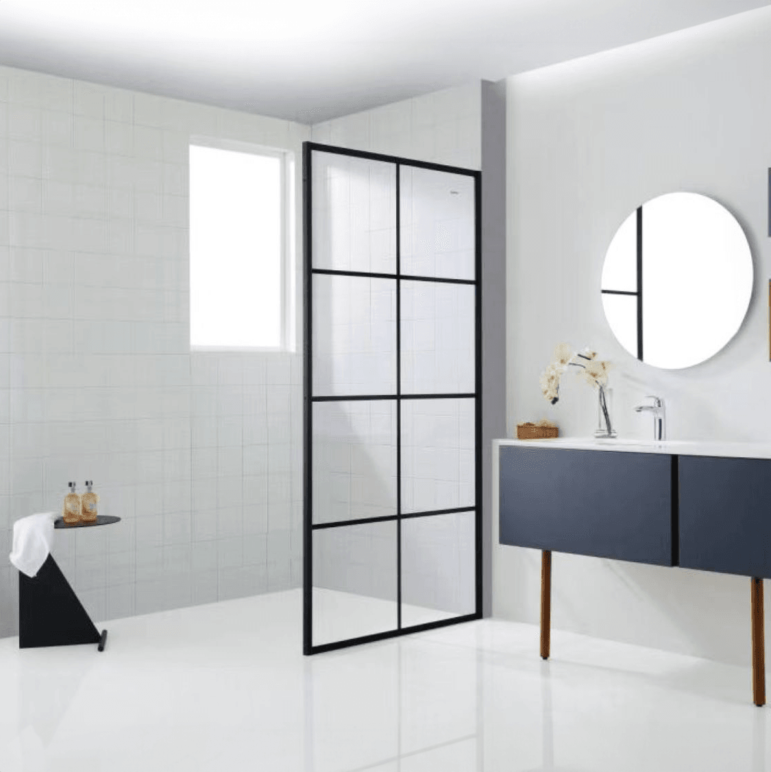 Dreamwerks 40-Inch Wide x 79-Inch Tall Black Framed Clear Glass Shower Screen - Perfect for Modern Bathrooms & Spa-Like Showers