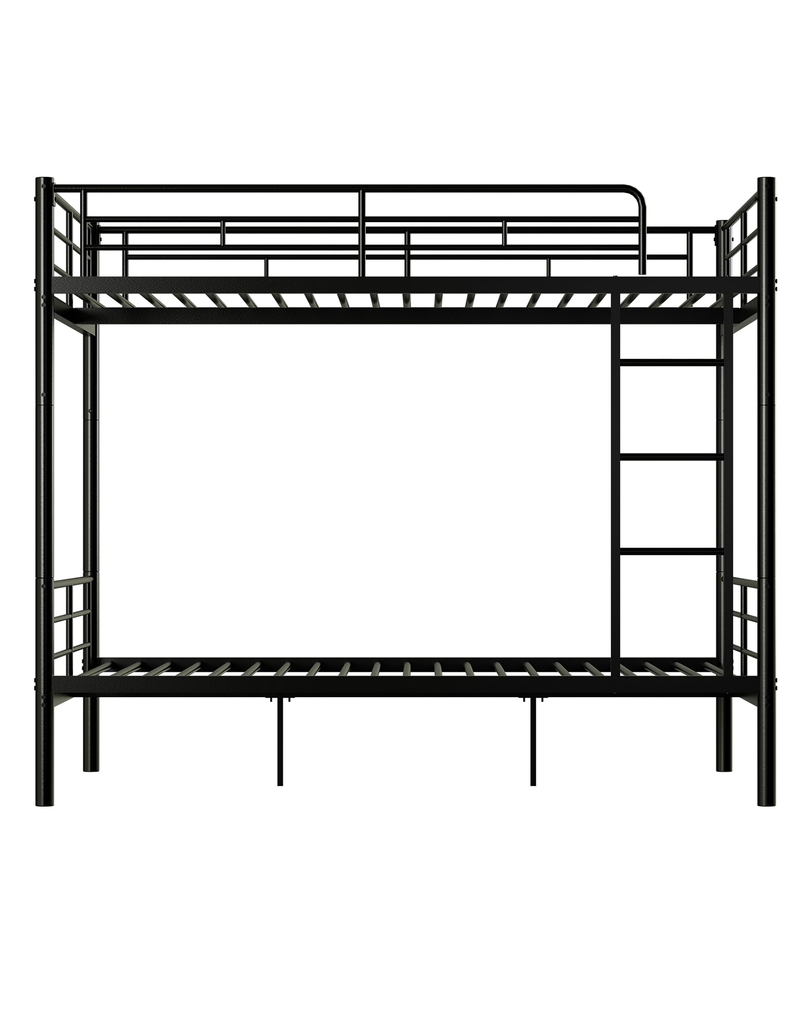 Full Over Full Metal Bunk Bed for Kids - Convertible to 2 Separate Full Size Beds - Heavy Duty Steel Bunk Bed Frame with High Safety Guardrail & Built-in Ladder - No Box Spring Required - Noise Free Design - Black - Perfect for Kids' Bedroom, Dorm Room or Space-Saving Guest Room