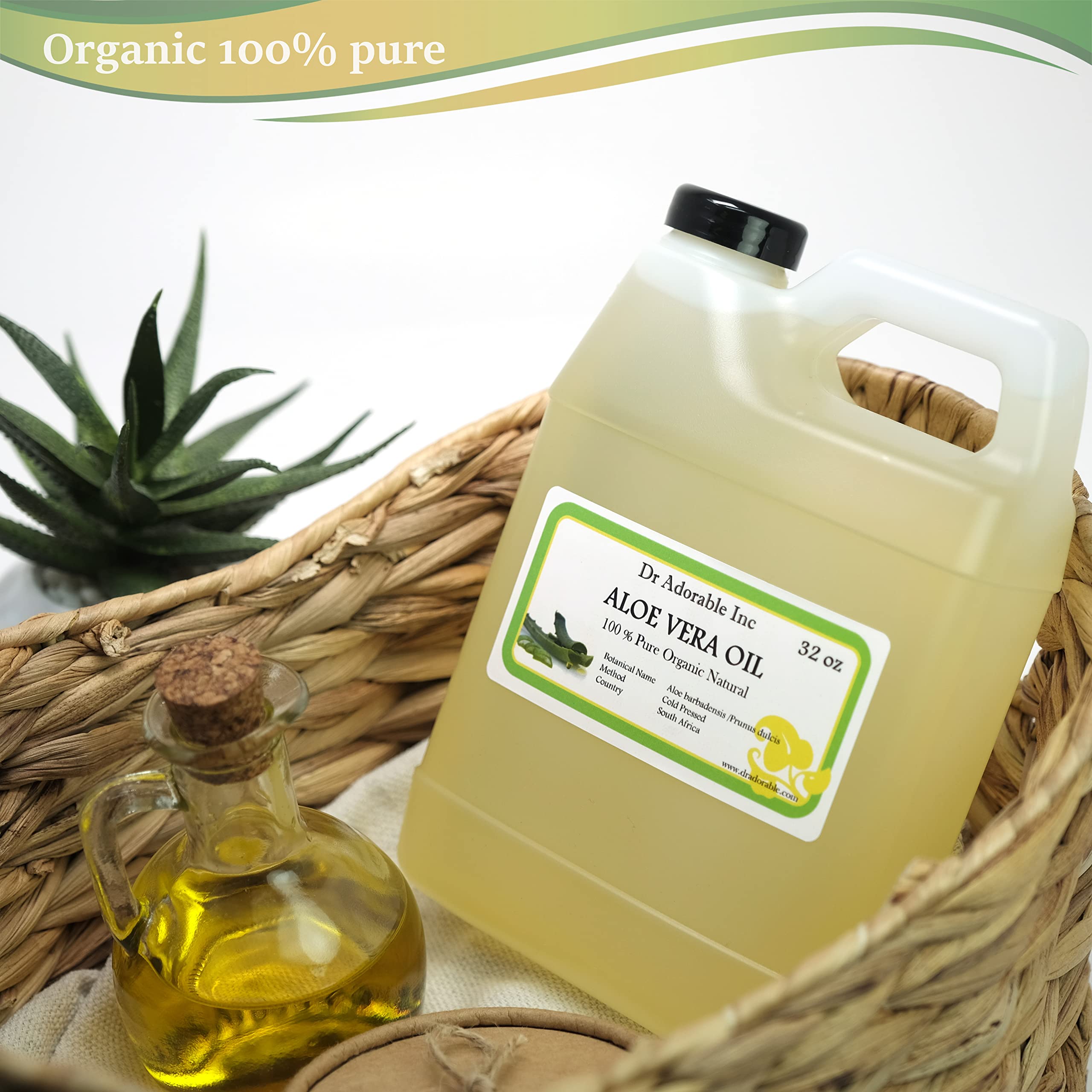 Pure Organic Aloe Vera Oil - 32 Oz (2 Lb) for Skin Care, Hair Growth & Massage - Natural Moisturizer for Face, Body & Scalp