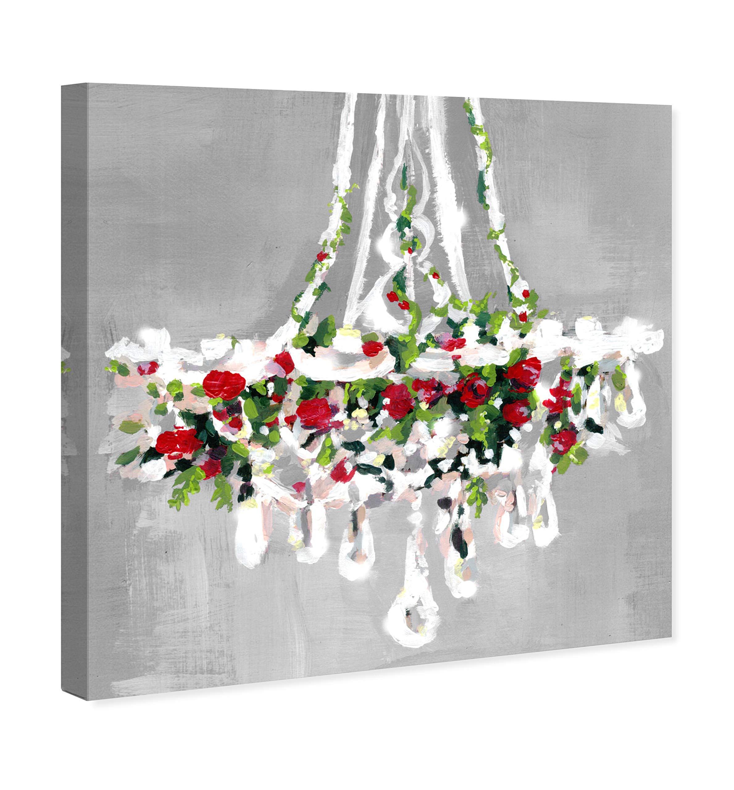 Oliver Gal Artist Co. Christmas Chandelier Wall Art Canvas Print - 24x24 Inch Holiday Home Decor in White & Red - Perfect for Living Room, Bedroom & Christmas Party Decoration
