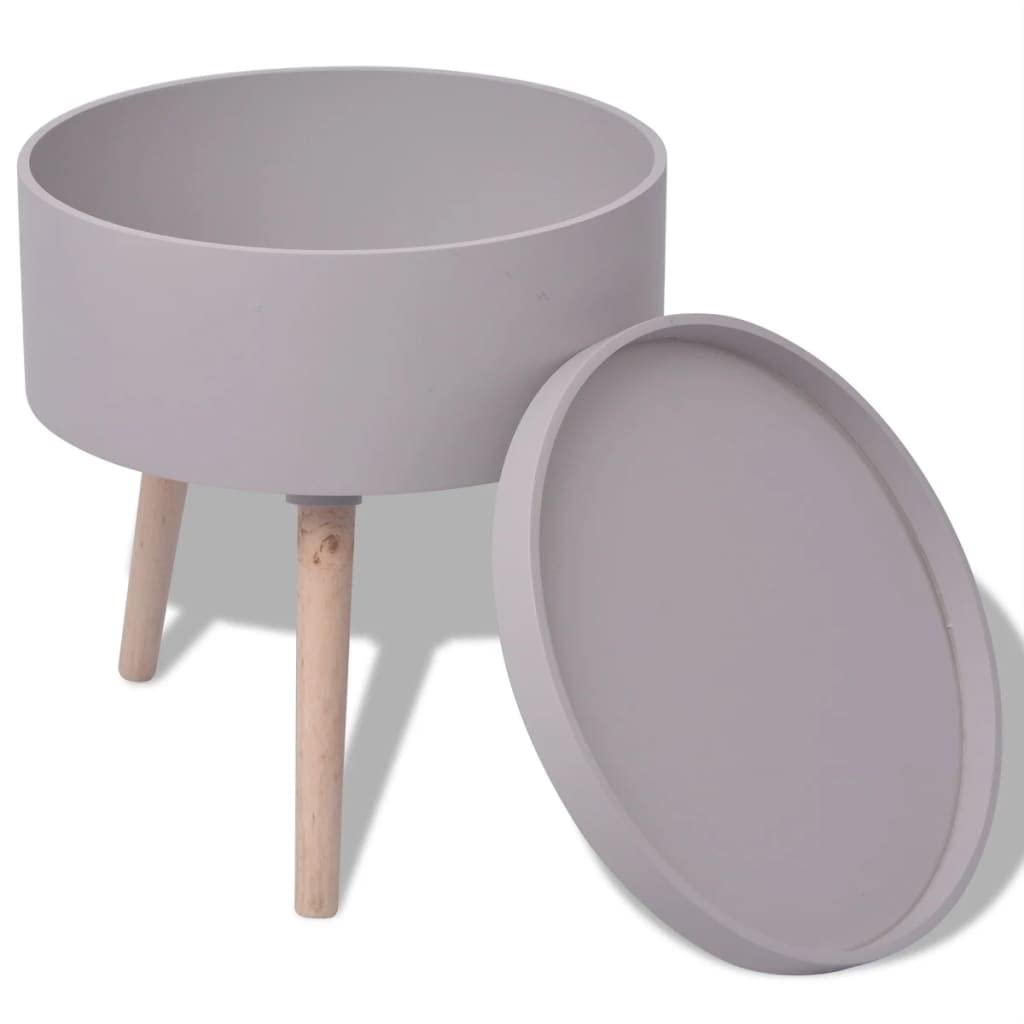 Modern Round Side Table with Tray - 15.6