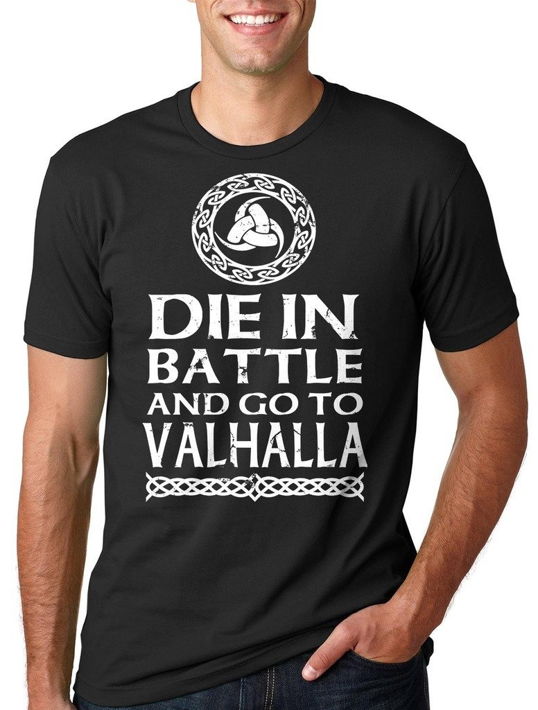 Viking T-Shirt with Odin Symbol - Die in Battle Go to Valhalla Norse Mythology Tee for Men & Women - Perfect for LARP, Cosplay, and Viking Enthusiasts