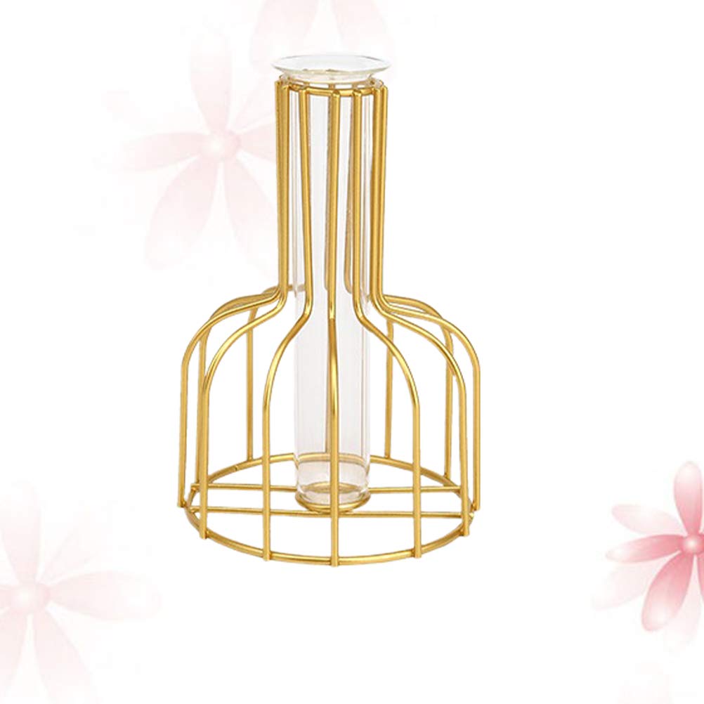 1pc Glass Tube Planter Bulb - Mini Desktop Terrarium Vase for Succulents, Air Plants & Flowers | Elegant Iron Base Home & Office Decor, Perfect Dining Table Centerpiece, Birthday Gift Idea